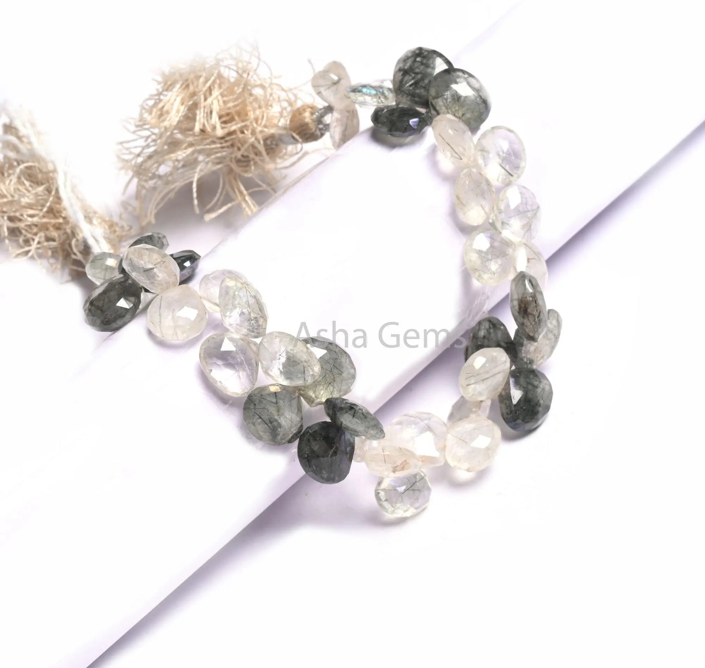 Beautiful Rutile Quartz Coated Heart Shape faceted Beads,9-11 mm Fine Multi Rutile Silver Coating Heart Briolette Gemstone Bead Jewelry SALE(AG 18583)
