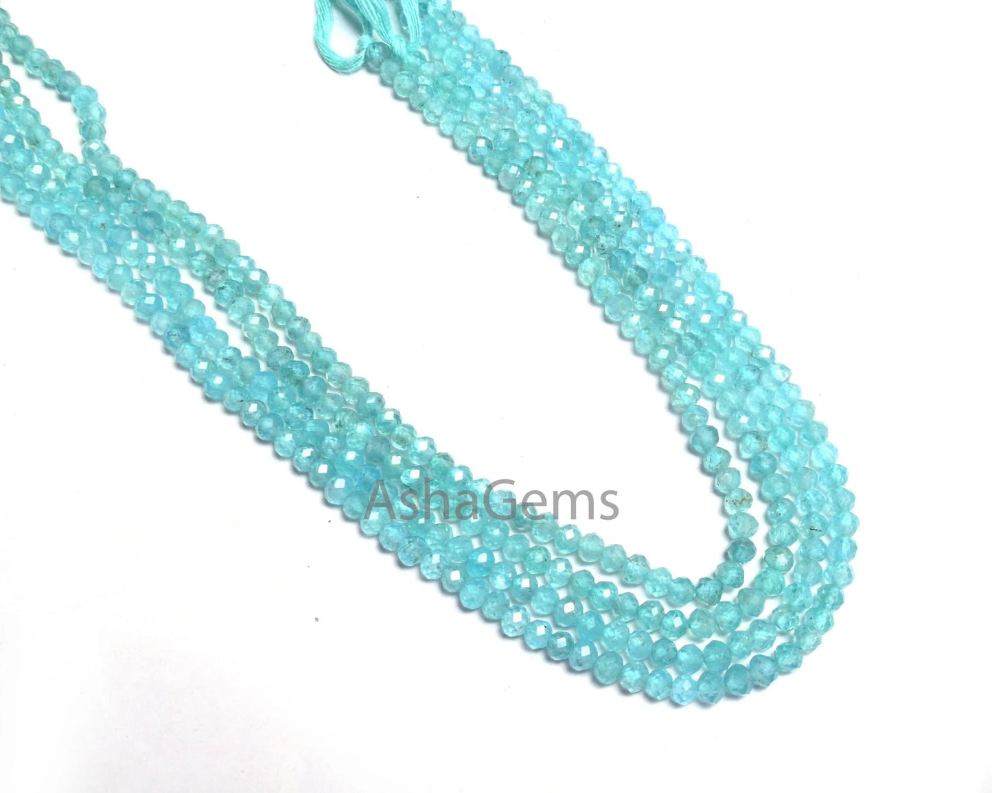 13" Fine Quality Sky Apatite Machine Cut Beads,3.6 mm Natural Blue Apatite Micro Cut Faceted Rondelle Gemstone Apatite Bead Jewelry Necklace