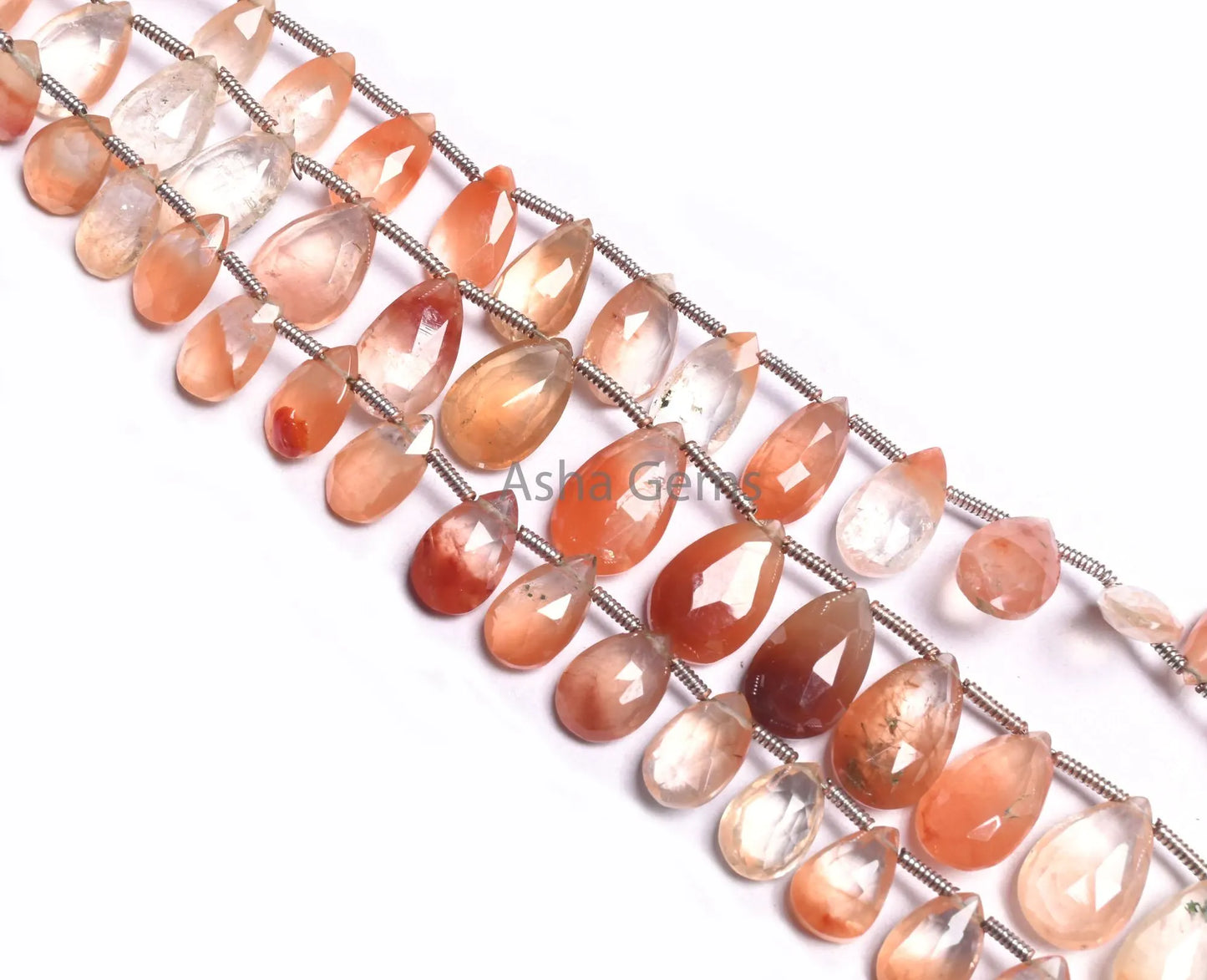 Natural Lepidocrocite Faceted Pears Shape Beads,8"Strand Shaded Red Orange Lepidocrocite Teardrop Briolette Gemstone Bead Jewelry Craft SALE (AG 18493)