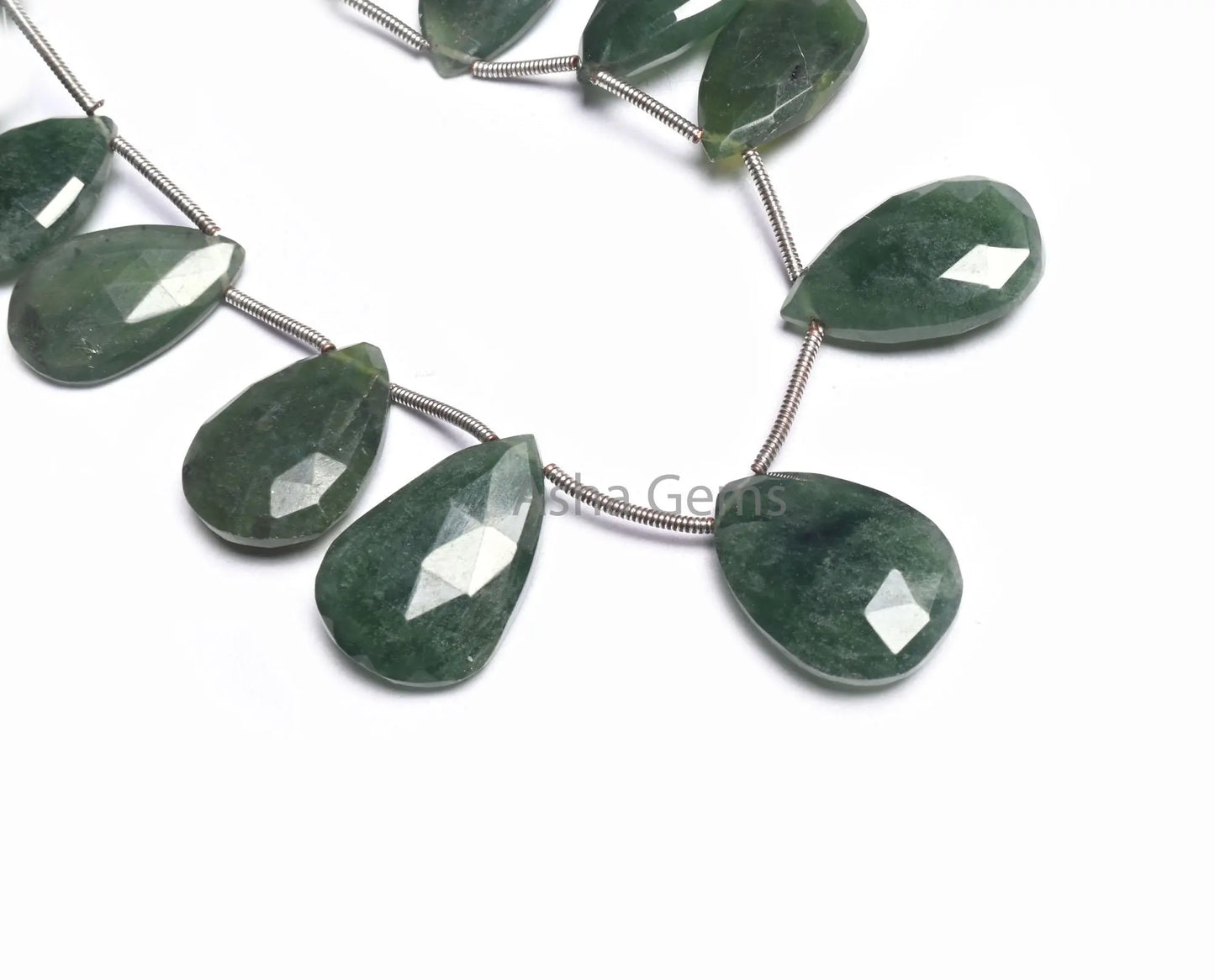 Beautiful Green Serpentine faceted Pear Shape Gemstone Beads,8" Natural Serpentine Teardrop Briolette Serpentine Beads Jewelry making Crafts(AG 18522)