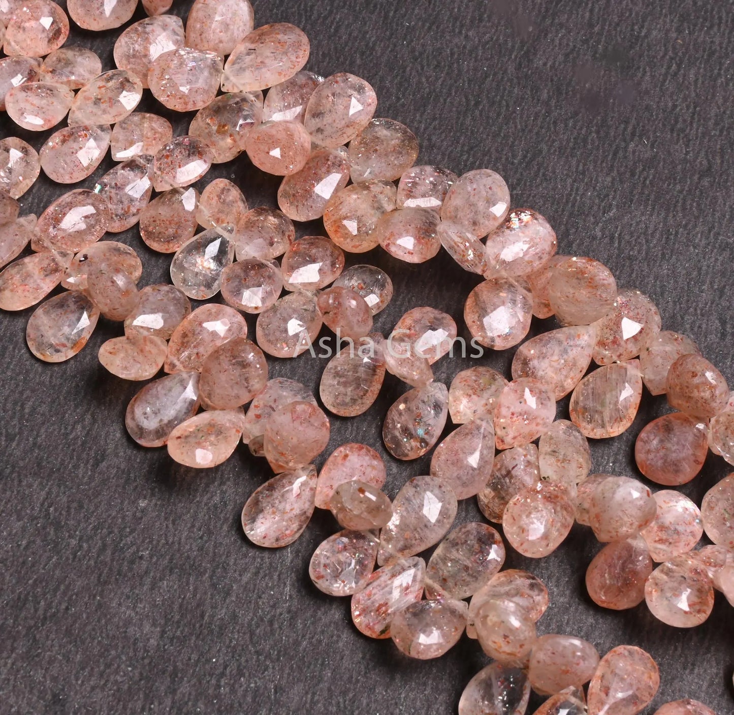 Beautiful Red Sunstone Faceted Pears Shape Gemstone Beads, Natural Sunstone Side Drill Pear Briolette Sunstone Teardrop Beads Jewelry Crafts(AG 18529)
