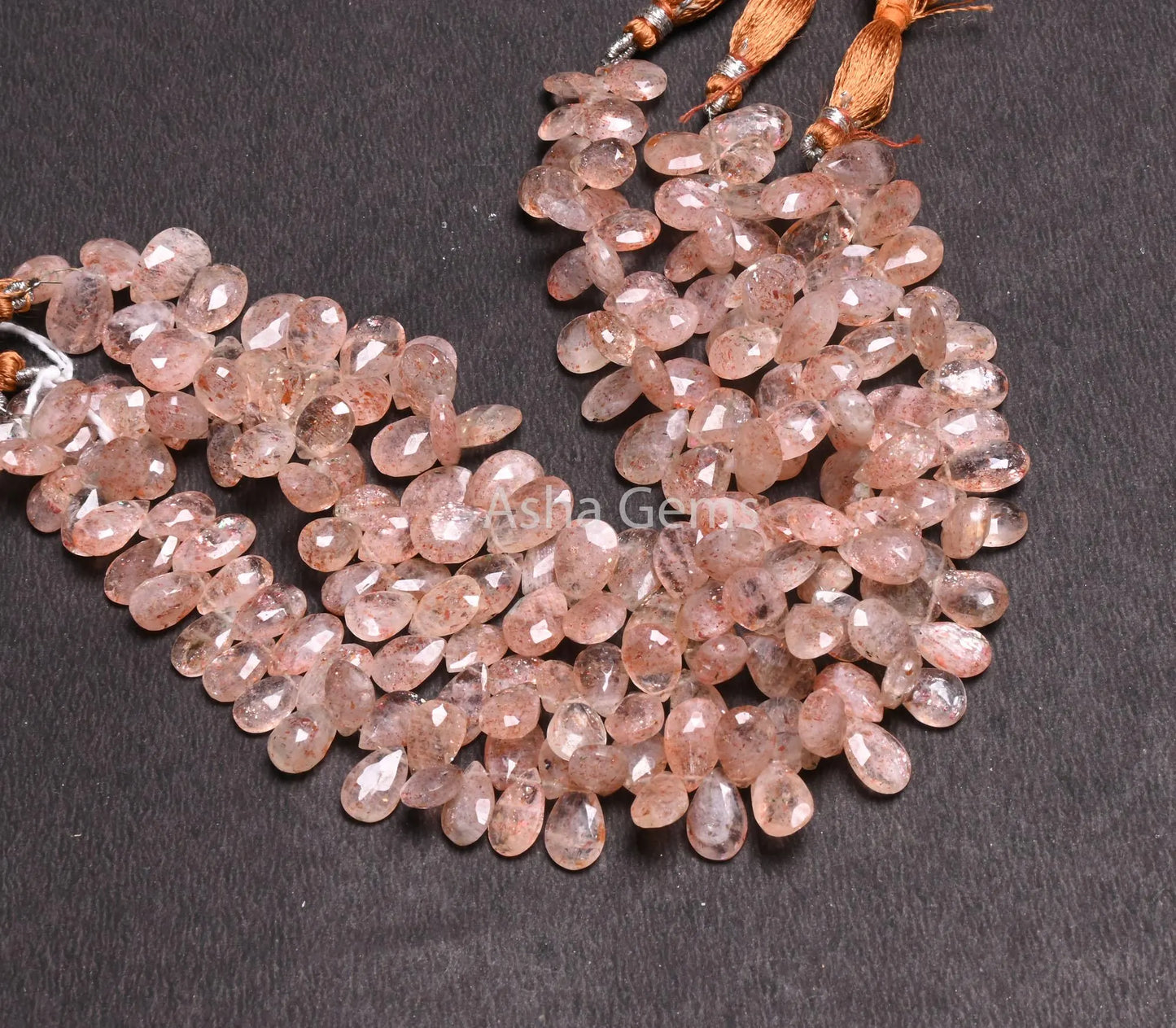 Beautiful Red Sunstone Faceted Pears Shape Gemstone Beads, Natural Sunstone Side Drill Pear Briolette Sunstone Teardrop Beads Jewelry Crafts(AG 18529)