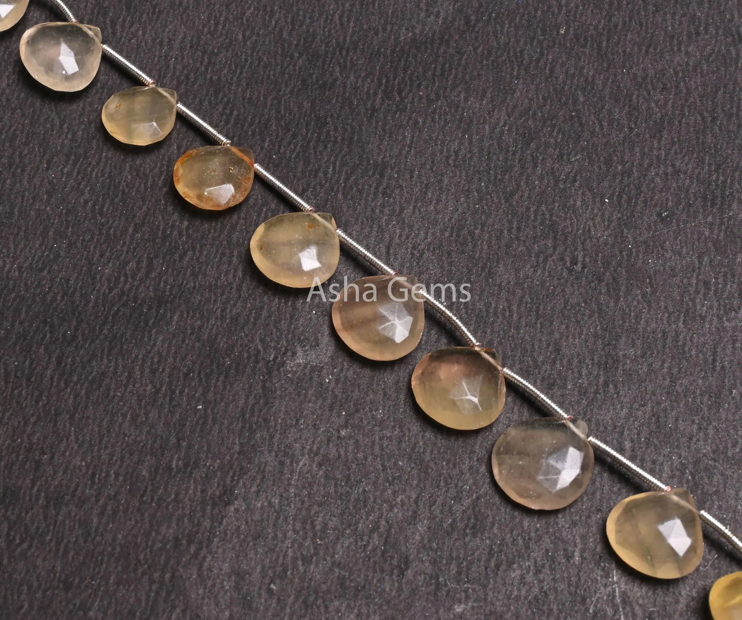 8" Fine Yellow Fluorite faceted Heart Shape Gemstone Beads,10-12.5 mm Shaded natural Fluorite Heart Briolette Side Drill Beads Jewelry Craft (AG 18576)