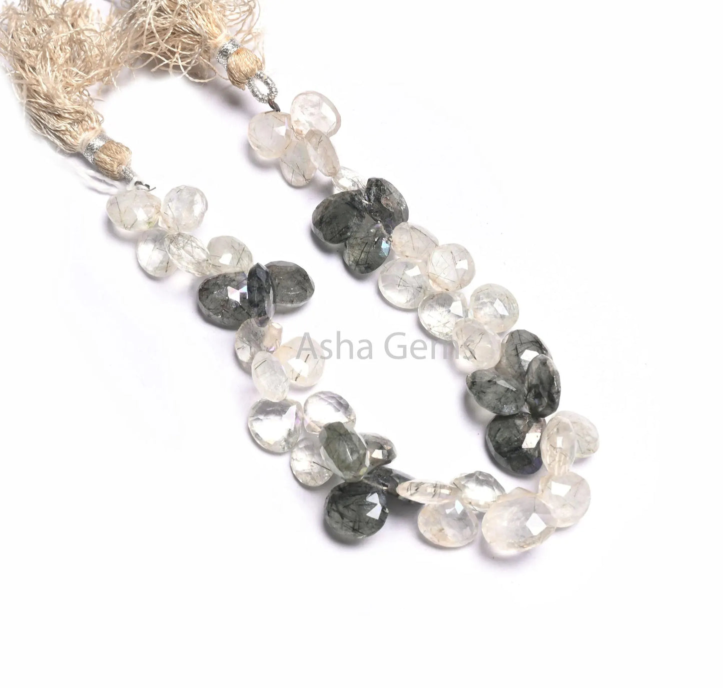 Beautiful Rutile Quartz Coated Heart Shape faceted Beads,9-11 mm Fine Multi Rutile Silver Coating Heart Briolette Gemstone Bead Jewelry SALE(AG 18583)