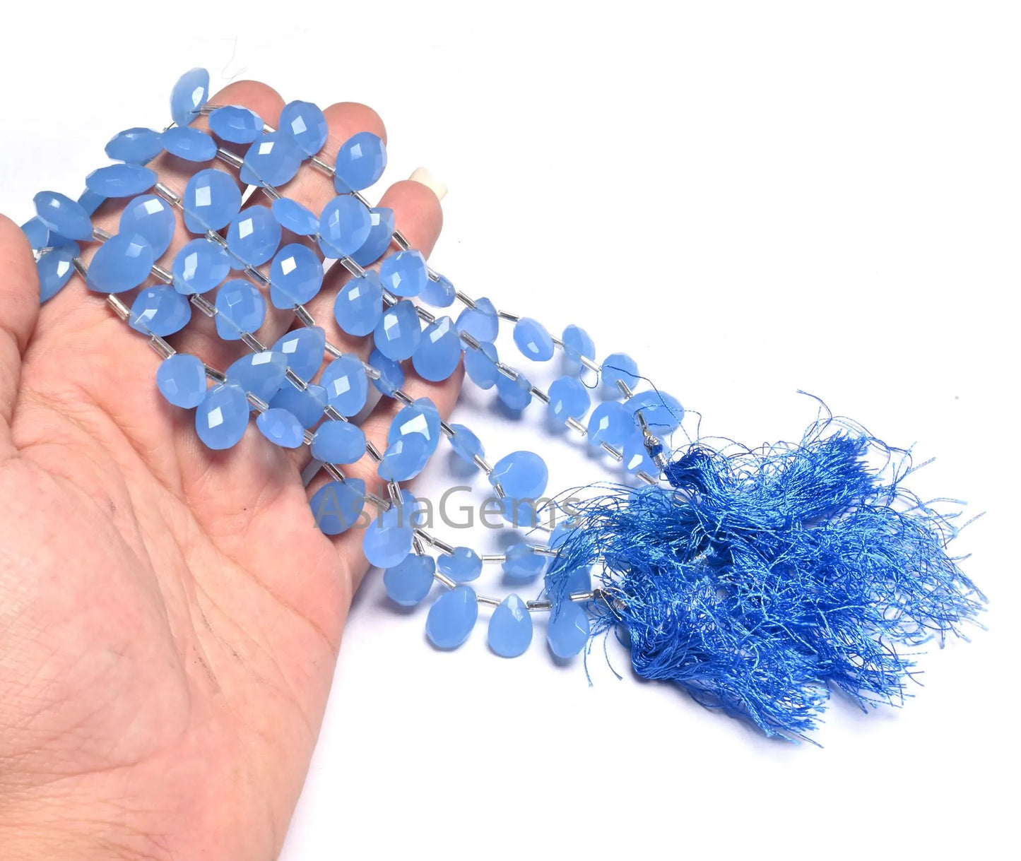Beautiful Blue Quartz Faceted Pears Shape Beads,8"Strand AAA Quality Light Blue Quartz Hydro Teardrop Side Drill Briolette Bead Jewelry SALE (AG 18590)