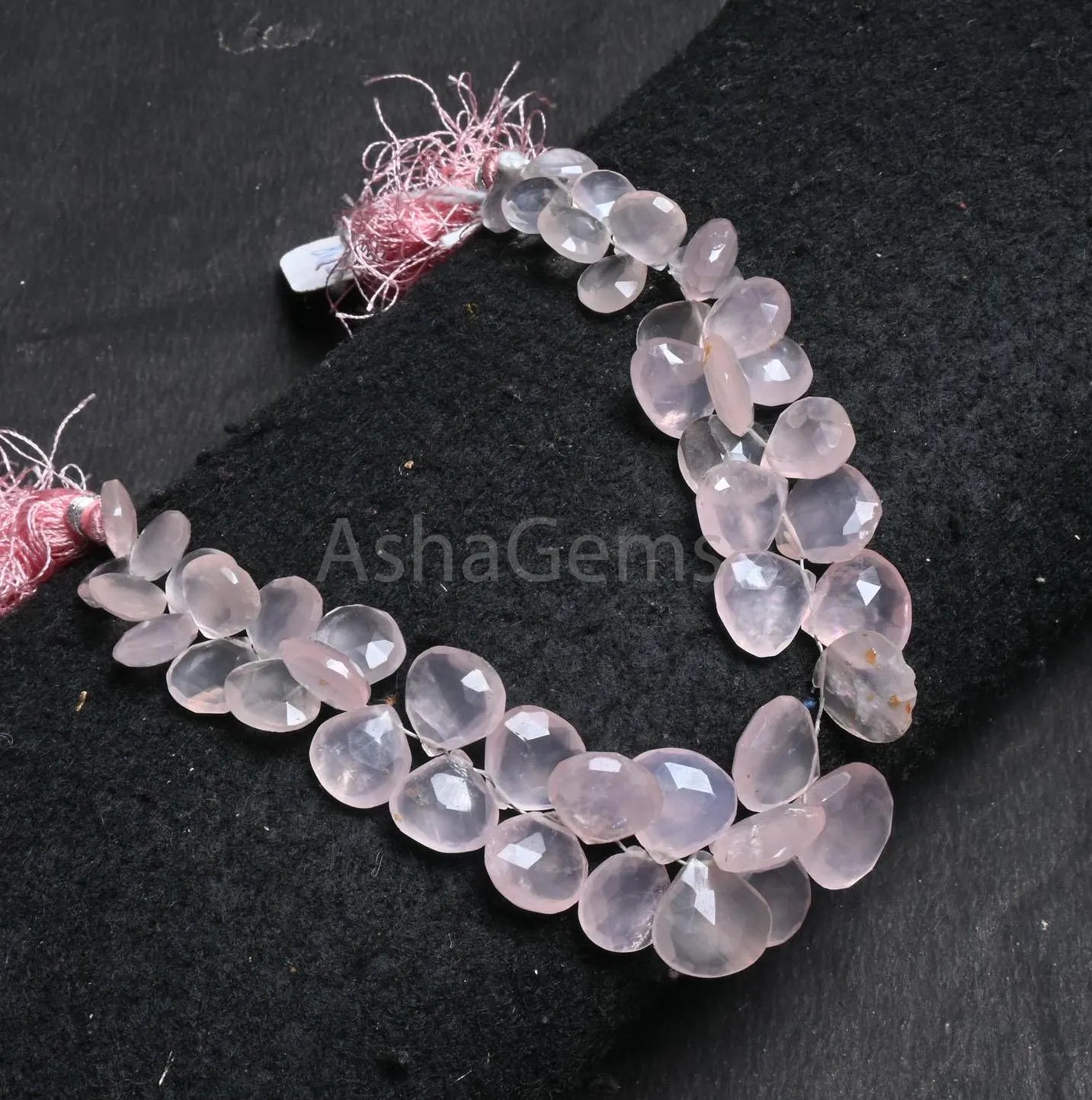 9-14 mm Fine Rose Quartz Faceted Heart Shape Gemstone Beads,8" Natural Pink Rose Quartz Heart Briolette Side Drill Pink Quartz Bead Jewelry (AG 18848)