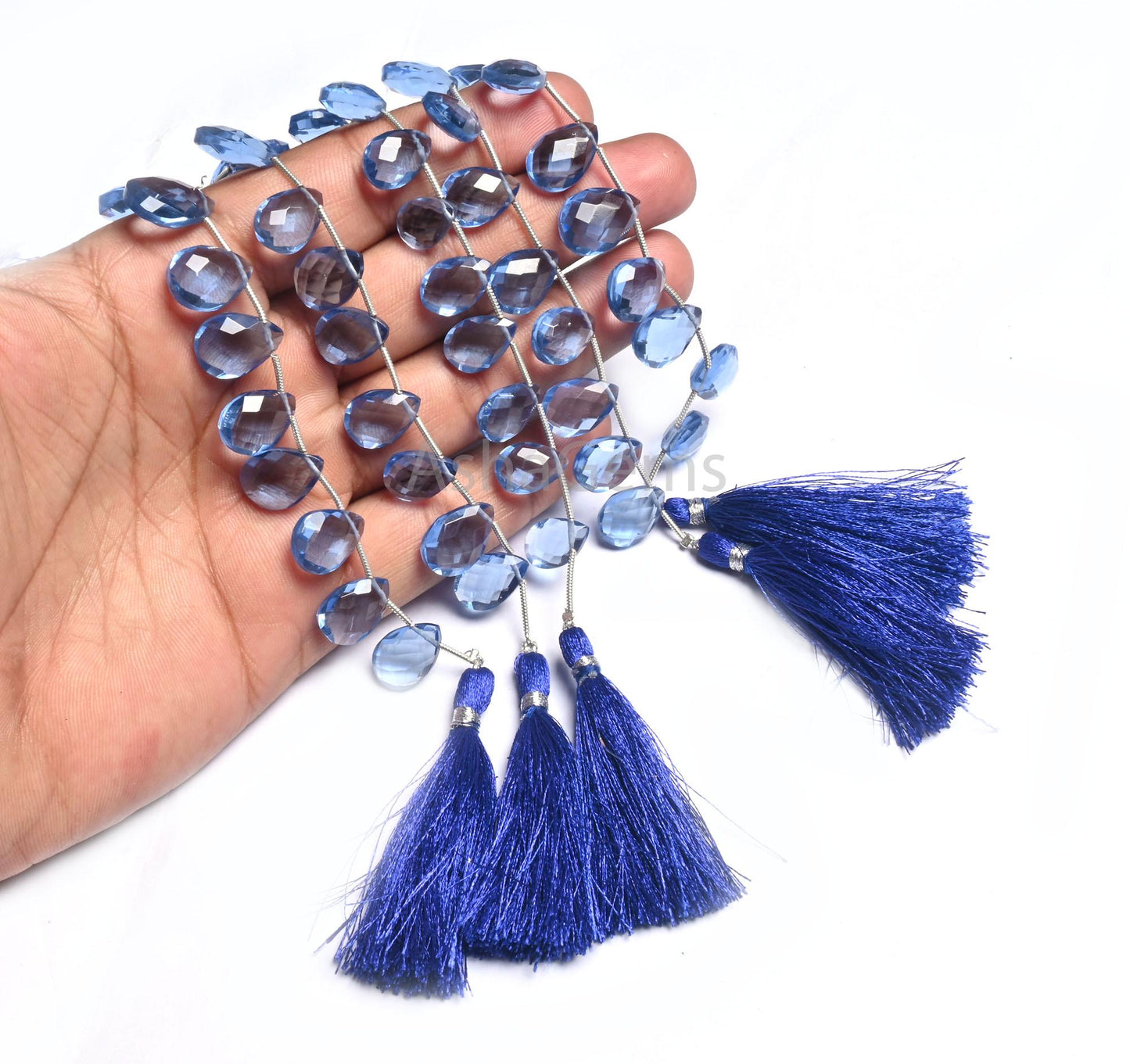 Beautiful Blue tanzanite Color Hydro Faceted Pear Side Drill Beads, AAA Quality Blue Hydro Teardrop Side Drill Briolette Beads Jewelry Craft(AG 18851)