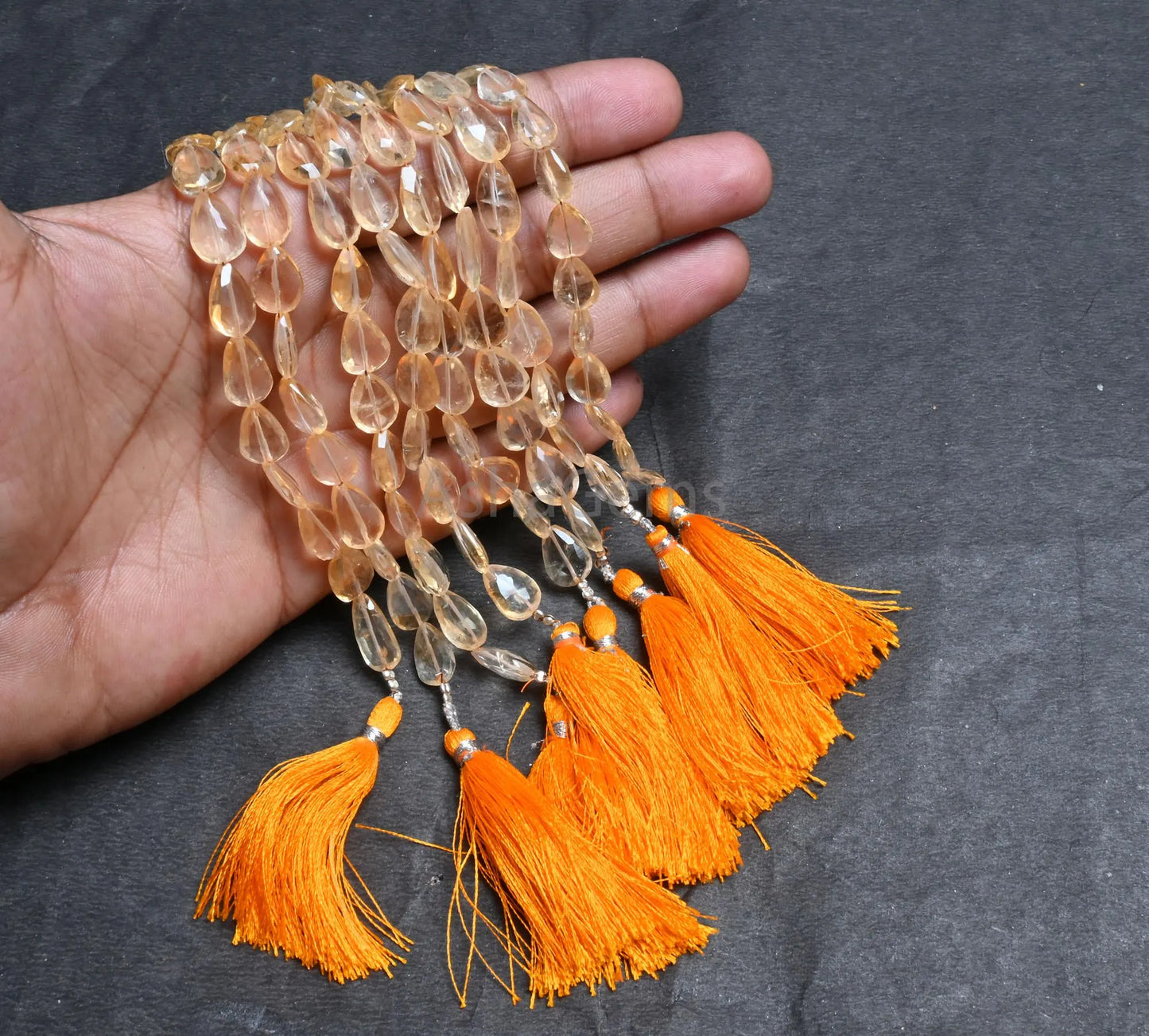 Beautiful Citrine Quartz Faceted Pears Shape Handmade Beads,8" Natural Yellow Citrine Indian Cut Teardrop Straight Drill Beads Jewelry Craft(AG 18833)