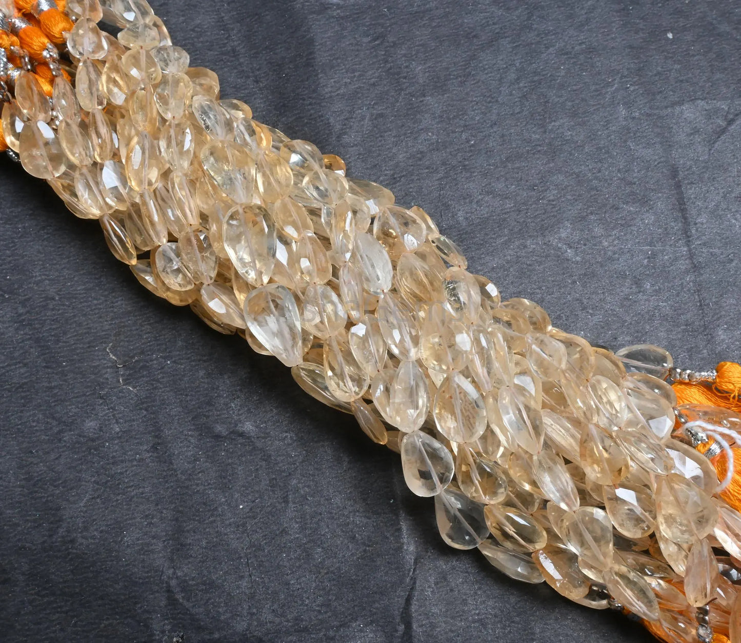 8" Natural Citrine Indian Cut Teardrop Straight Drill Gemstone Beads, Light Yellow Citrine Faceted Pear handmade Briolette Bead Jewelry SALE(AG 18832)