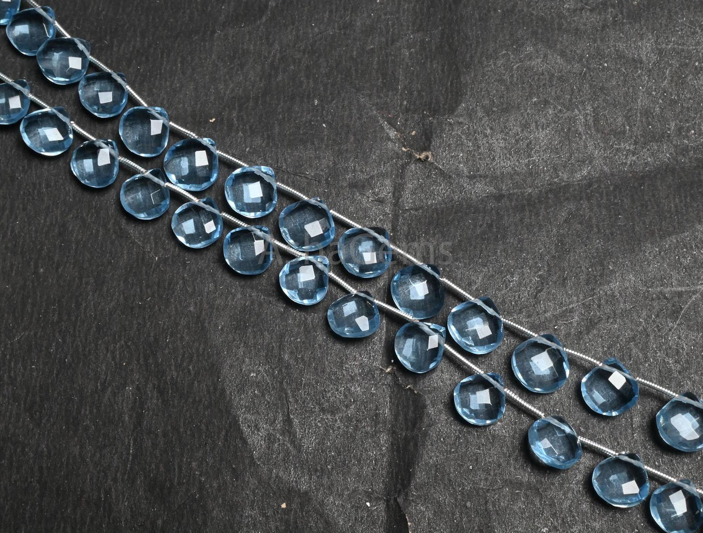 Beautiful Blue Hydro Quartz Heart Shape Faceted Beads, AAA Quality Light Blue Tanzanite Color Hydro Heart Checker Cut Briolette bead Jewelry (AG 18831)