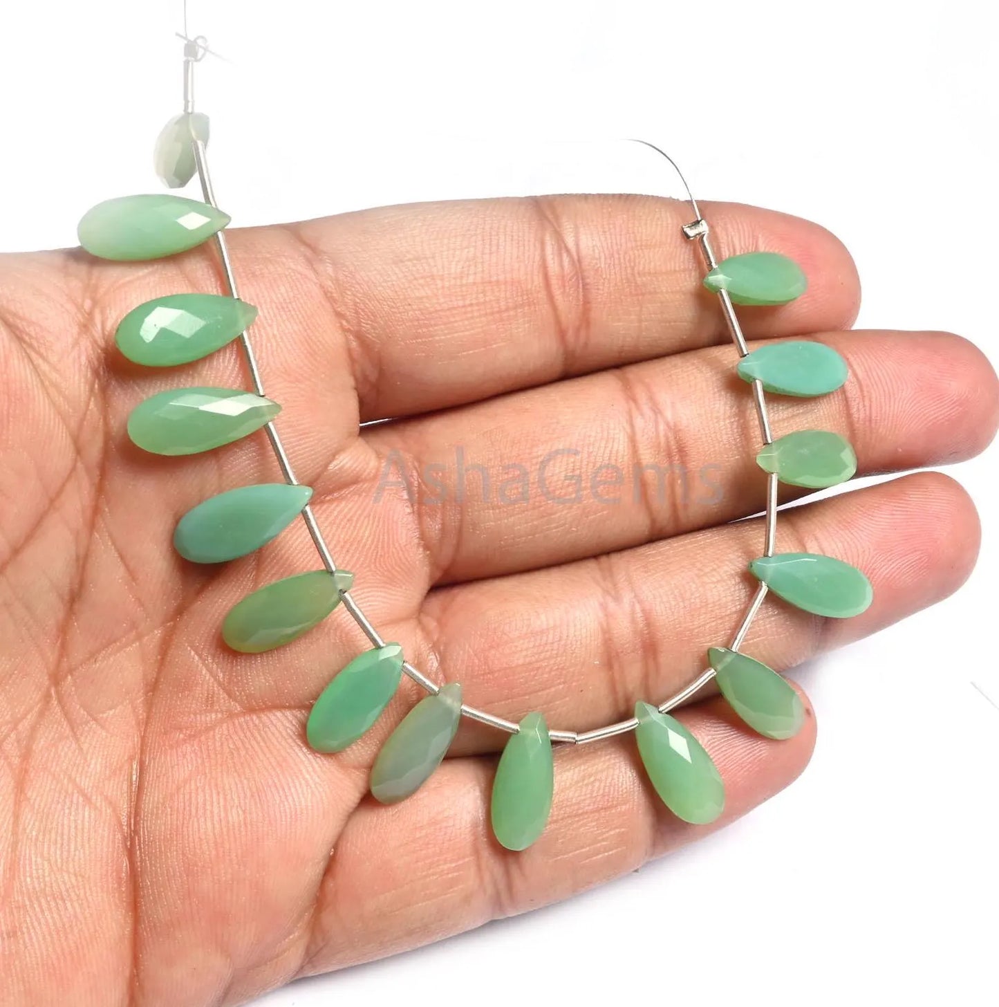 6-15 mm Beautiful Chryso Chalcedony Fancy Long Pear Shape Beads,5.5" AAA Green Chalcedony Faceted Teardrop Briolette Bead Jewelry Craft SALE (AG 18792)