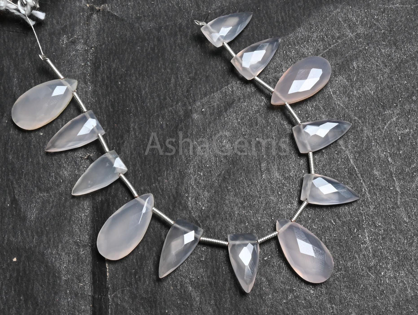 Beautiful Chalcedony Pears + Fancy arrow Shape Gemstone Beads, AAA Light Rose Pink chalcedony Faceted Briolette Side Drill Bead Jewelry SALE (AG 18781)