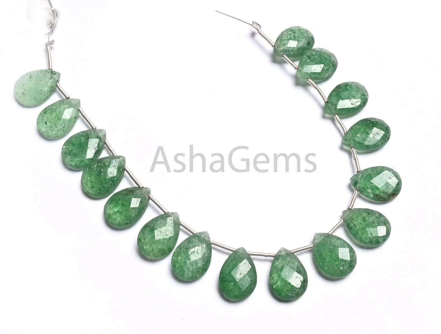 9-13 mm Beautiful Green Strawberry Quartz Faceted Pears Shape Briolette Beads, Natural Strawberry Side Drill Teardrop Gemstone Beads Jewelry (AG 18778)