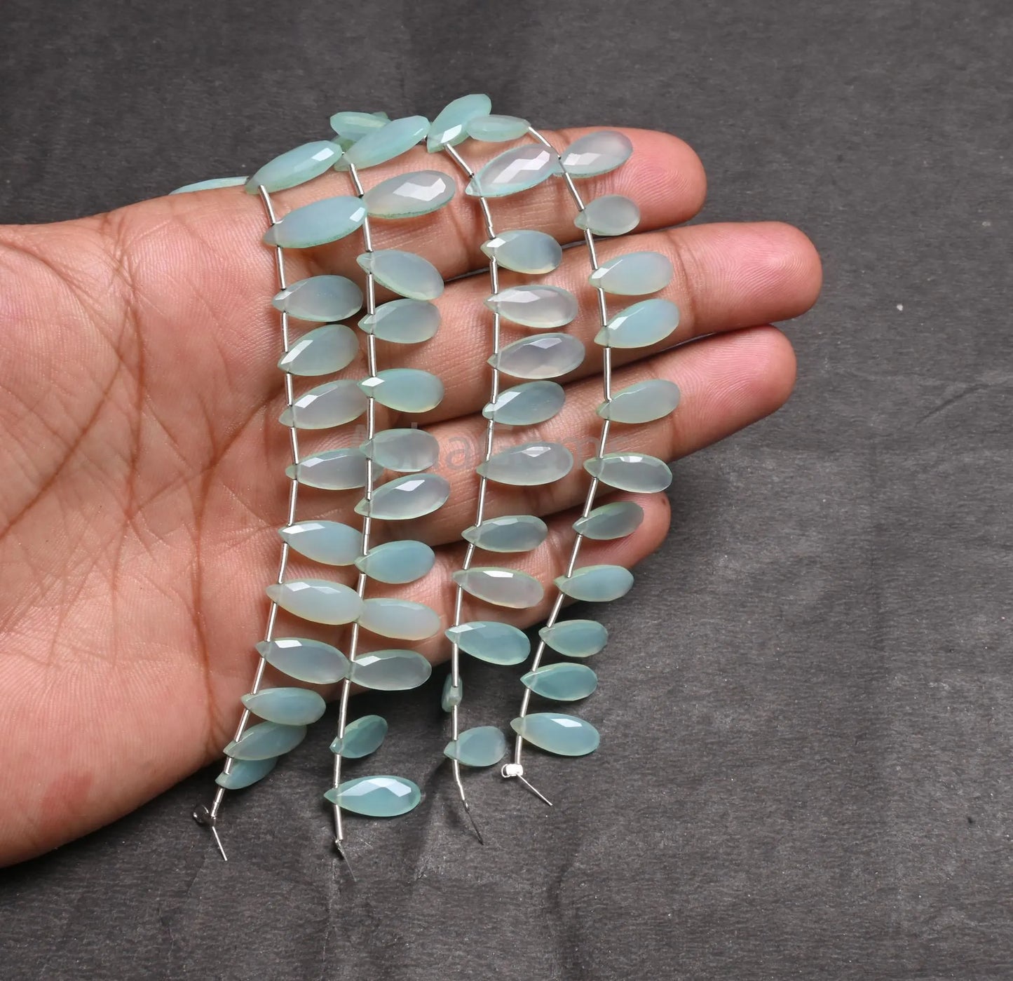 Beautiful Aqua Chalcedony Fancy Long Pears Shape Faceted Bead,6-15mm Fine Aqua Blue Chalcedony Teardrop Briolette Gemstone Bead Jewelry SALE(AG 18777)