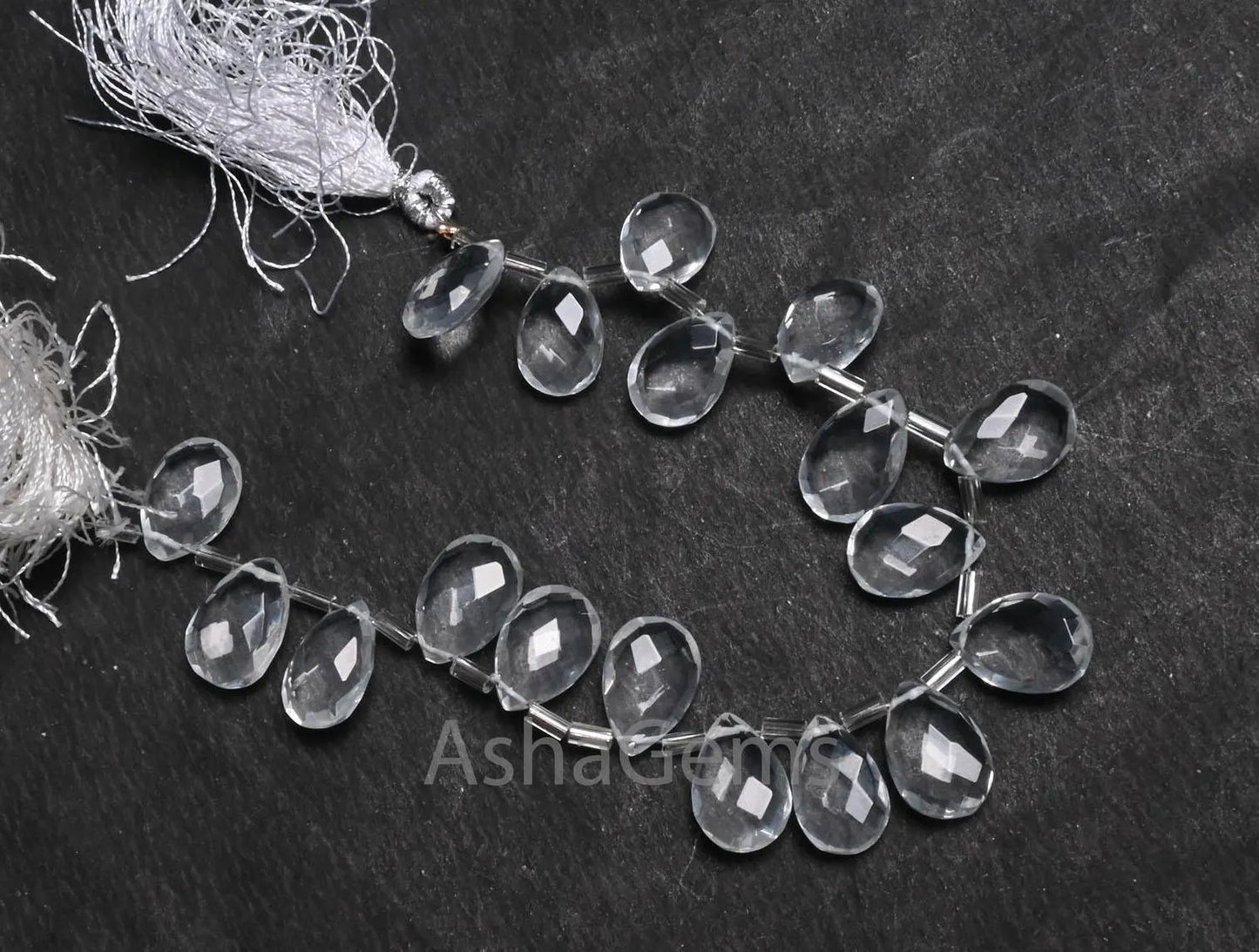 AAA Quality White Quartz Hydro Faceted Pear Shape Beads,9-13.5 mm Clear Quartz Hydro Checker Cut Teardrop Briolette Bead Jewelry making SALE (AG 18766)