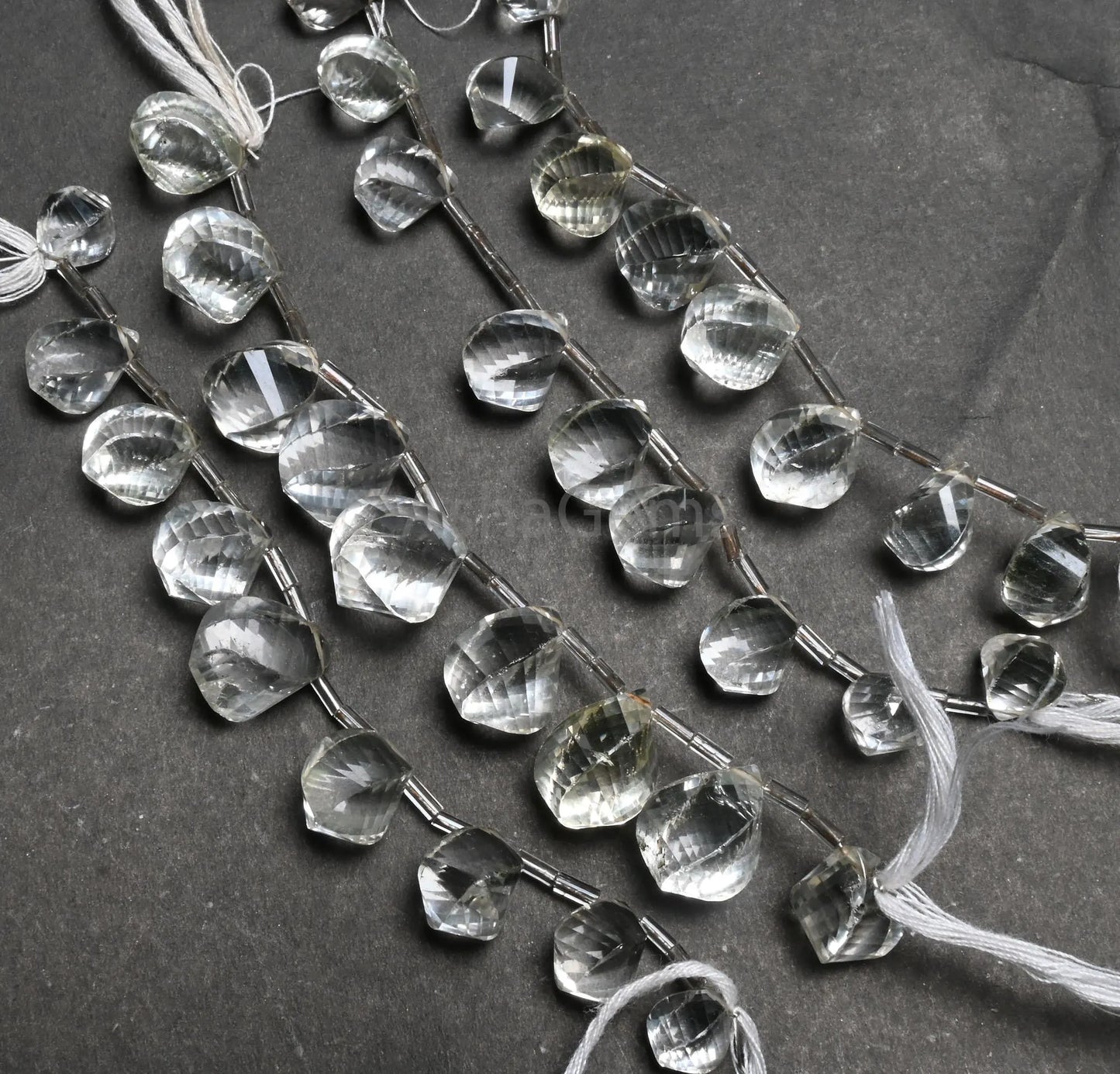 Natural Crystal quartz Fancy Twisted Drop faceted Beads, Fine White Crystal Twisted Teardrop Briolett Side Drill Fancy Gemstone Bead Jewelry (AG 18767)