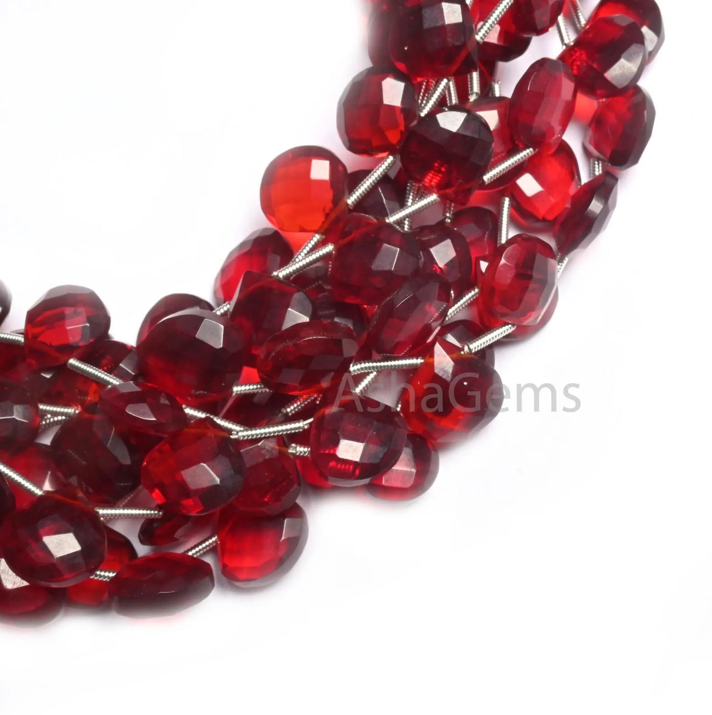 Beautiful Cherry Red Quartz Hydro Faceted Heart Shape Beads, AAA Red Ruby Color Hydro Checker Cut Heart Briolette Beads Jewelry making Craft (AG 18853)