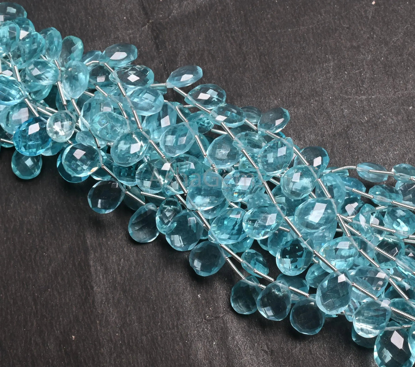 Beautiful Blue Topaz Color Hydro Faceted Pears Shape Beads,8.5" AAA Quality Topaz Hydro Flat Teardrop Briolette beads Jewelry Making Crafts (AG 18850)