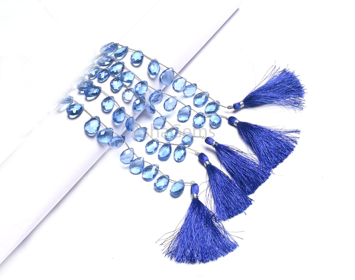 Beautiful Blue tanzanite Color Hydro Faceted Pear Side Drill Beads, AAA Quality Blue Hydro Teardrop Side Drill Briolette Beads Jewelry Craft(AG 18851)