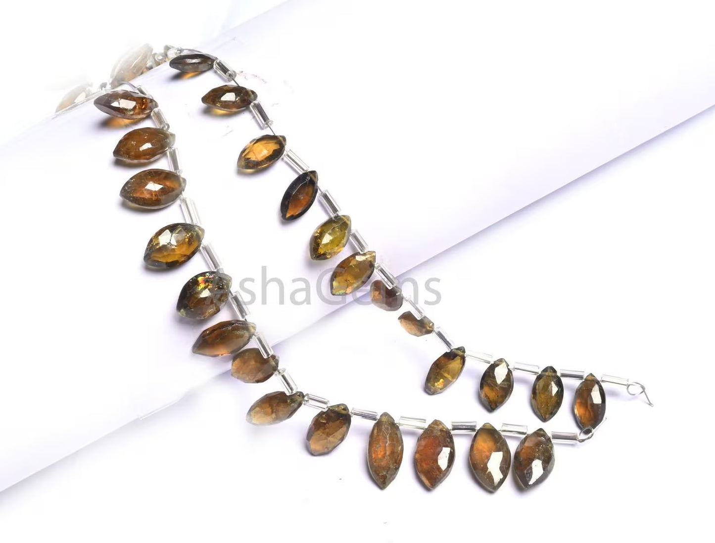 Natural Andalusite Faceted marquise Shape Beads,8" Andalusite Beads. Genuine andalusite Marquise briolette Side Dril bead Jewelry Craft SALE (AG 18835)