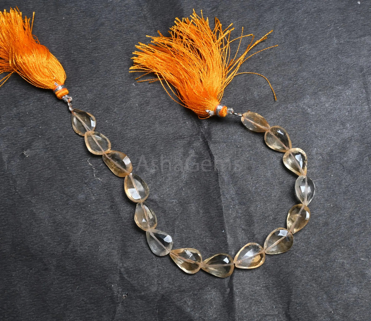 8" Natural Citrine Indian Cut Teardrop Straight Drill Gemstone Beads, Light Yellow Citrine Faceted Pear handmade Briolette Bead Jewelry SALE(AG 18832)