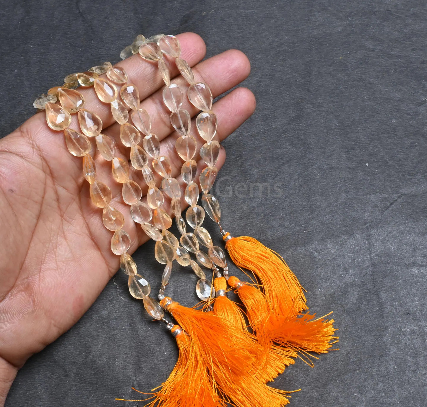 8" Natural Citrine Indian Cut Teardrop Straight Drill Gemstone Beads, Light Yellow Citrine Faceted Pear handmade Briolette Bead Jewelry SALE(AG 18832)