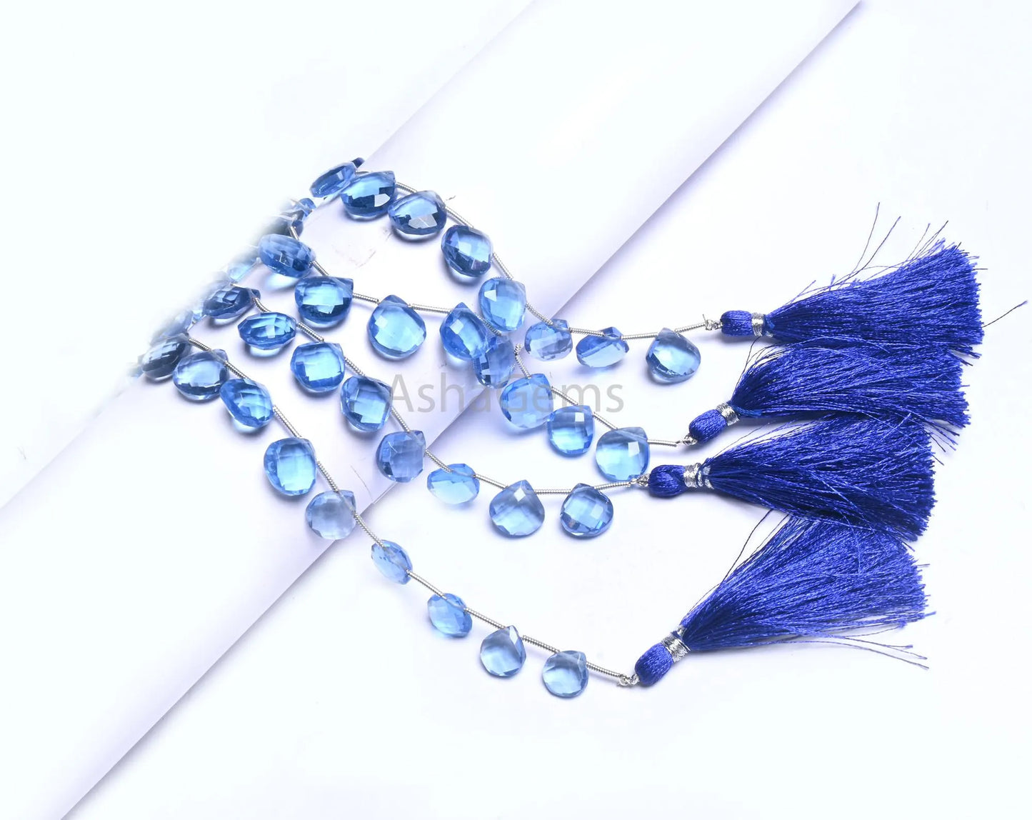 AAA Quality Iolite Color Hydro Faceted Heart Shape Beads,9" Beautiful Blue Hydro Heart Checker Cut Briolette beads Jewelry making Craft SALE (AG 18844 )