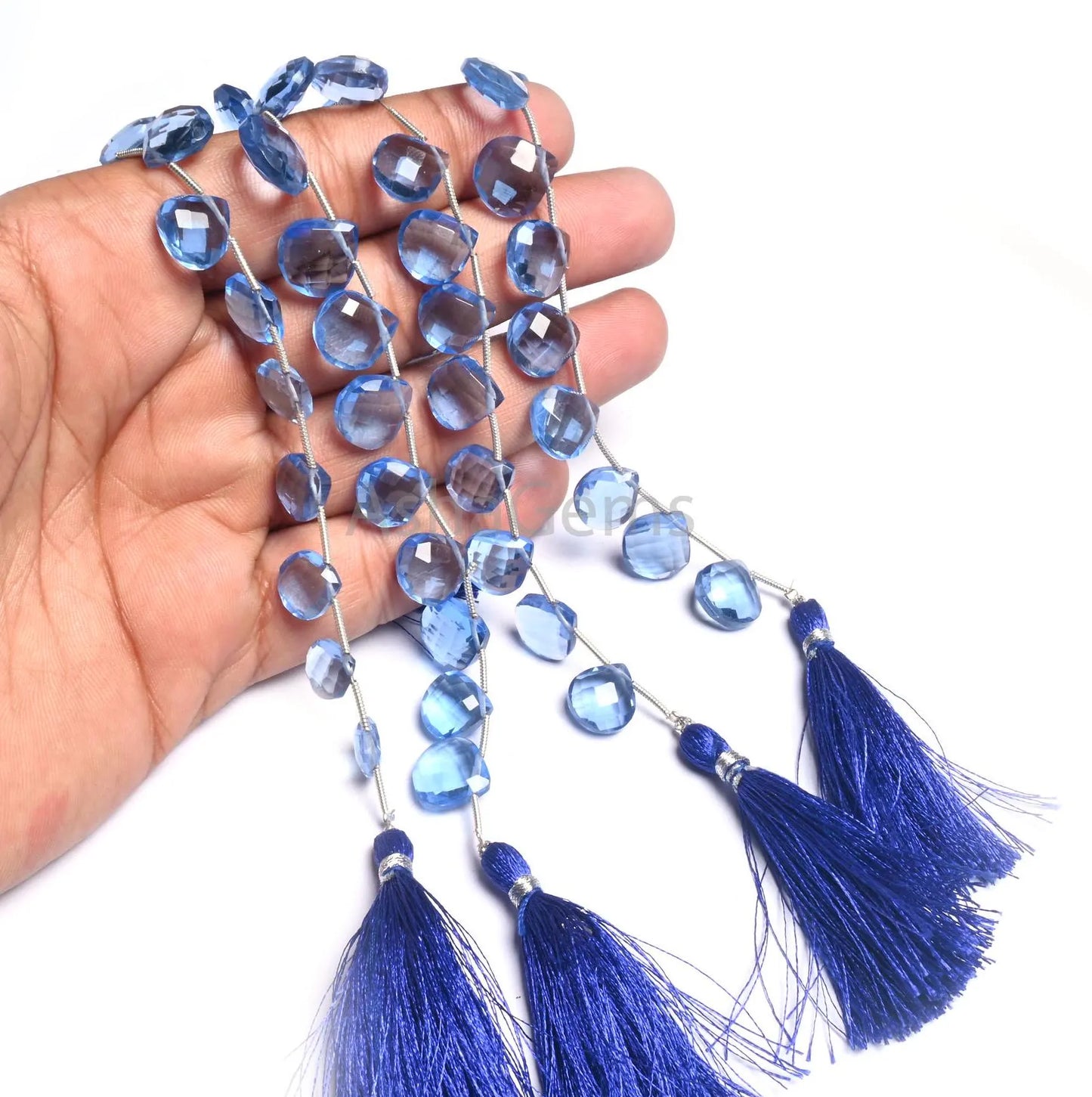AAA Quality Iolite Color Hydro Faceted Heart Shape Beads,9" Beautiful Blue Hydro Heart Checker Cut Briolette beads Jewelry making Craft SALE (AG 18844 )