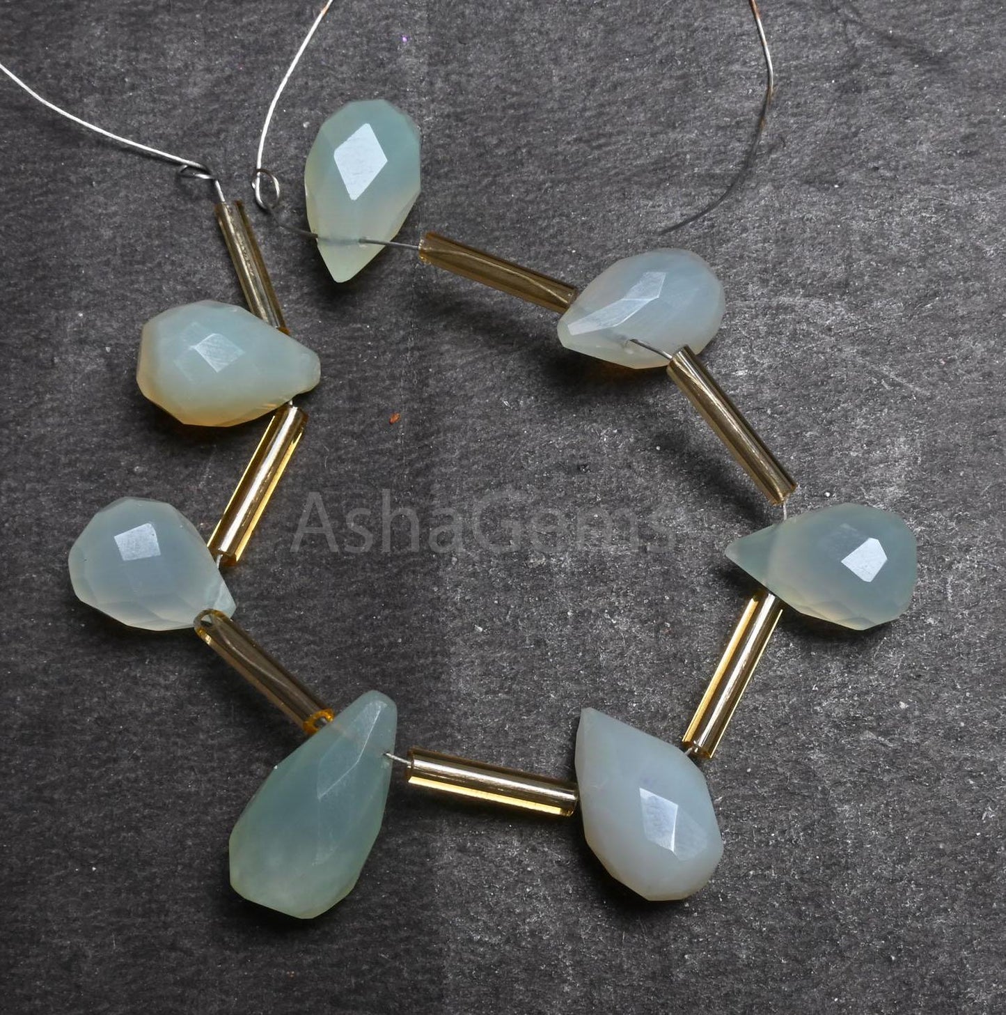 Light Aqua Chalcedony Indian Cut Teardrop Handmade beads,9x12-9.5x17 mm Natural Chalcedony Faceted Drops Shape Chalcedony Beads Jewelry SALE (AG 18819)