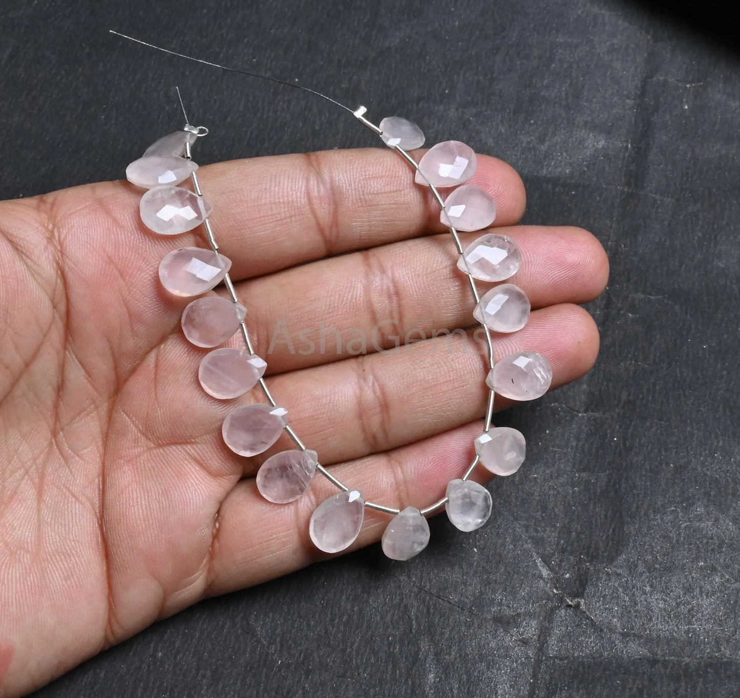 Beautiful Rose Quartz Faceted Pear Shape Gemstone Loose Beads,9-13 mm Natural Rose Pink Quartz Teardrop side Drill Quartz Bead Jewelry Craft(AG 18801)