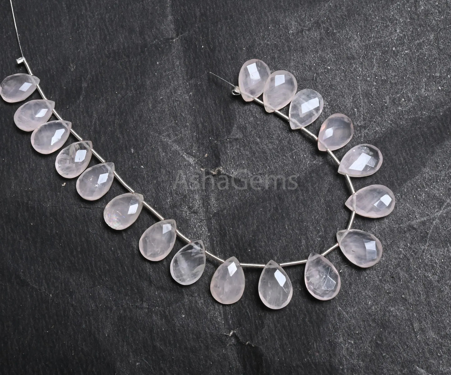 Beautiful Rose Quartz Faceted Pear Shape Gemstone Loose Beads,9-13 mm Natural Rose Pink Quartz Teardrop side Drill Quartz Bead Jewelry Craft(AG 18801)