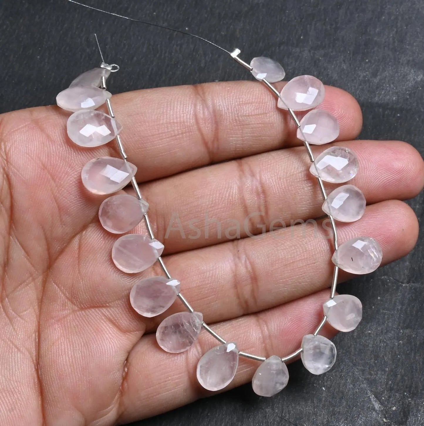 Beautiful Rose Quartz Faceted Pear Shape Gemstone Loose Beads,9-13 mm Natural Rose Pink Quartz Teardrop side Drill Quartz Bead Jewelry Craft(AG 18801)