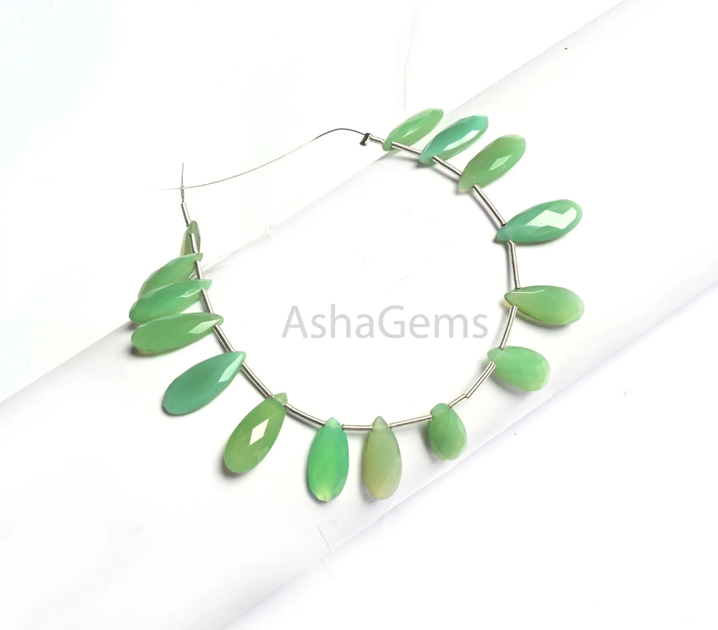 6-15 mm Beautiful Chryso Chalcedony Fancy Long Pear Shape Beads,5.5" AAA Green Chalcedony Faceted Teardrop Briolette Bead Jewelry Craft SALE (AG 18792)