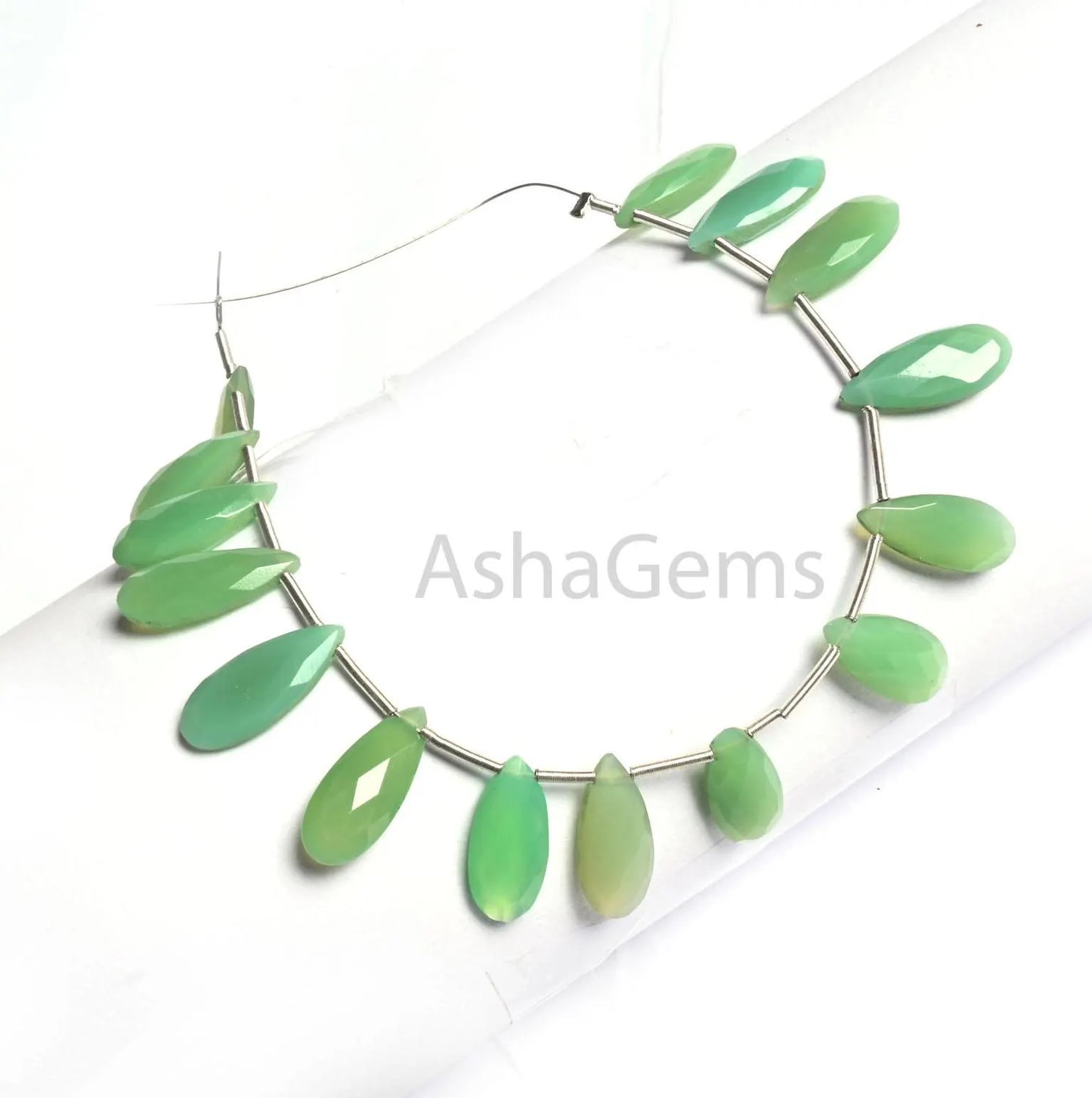 6-15 mm Beautiful Chryso Chalcedony Fancy Long Pear Shape Beads,5.5" AAA Green Chalcedony Faceted Teardrop Briolette Bead Jewelry Craft SALE (AG 18792)