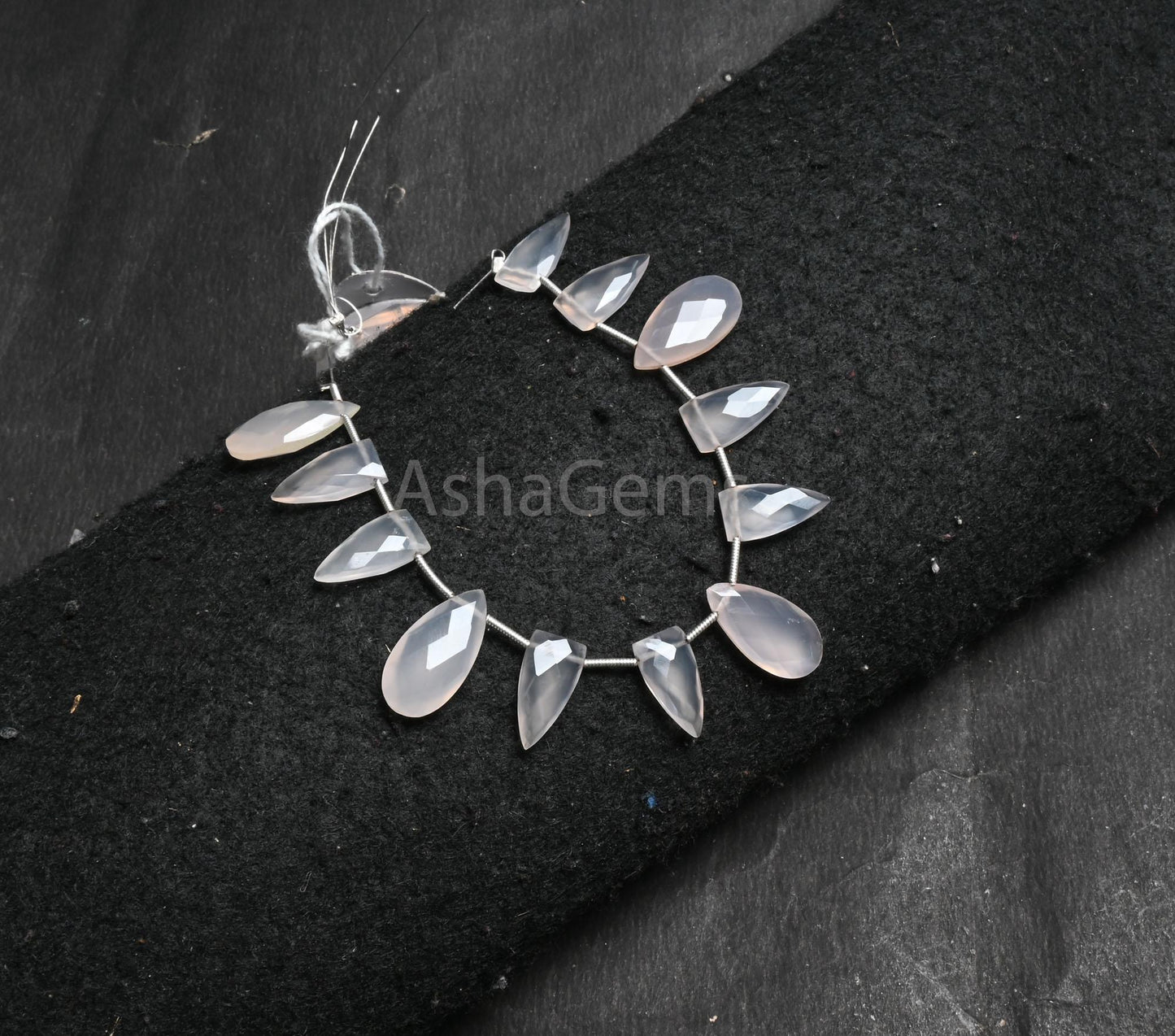 Beautiful Chalcedony Pears + Fancy arrow Shape Gemstone Beads, AAA Light Rose Pink chalcedony Faceted Briolette Side Drill Bead Jewelry SALE (AG 18781)