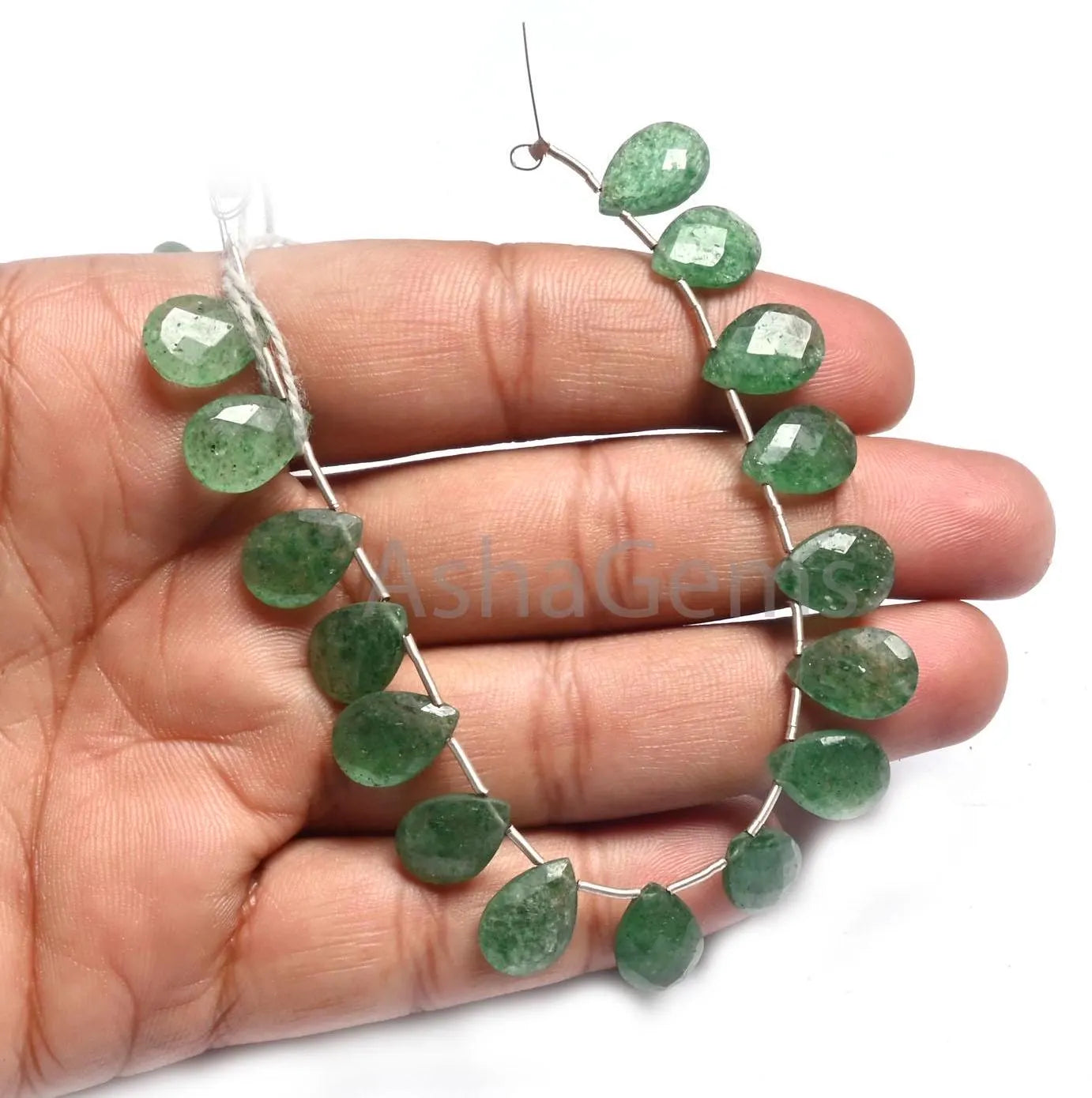9-13 mm Beautiful Green Strawberry Quartz Faceted Pears Shape Briolette Beads, Natural Strawberry Side Drill Teardrop Gemstone Beads Jewelry (AG 18778)