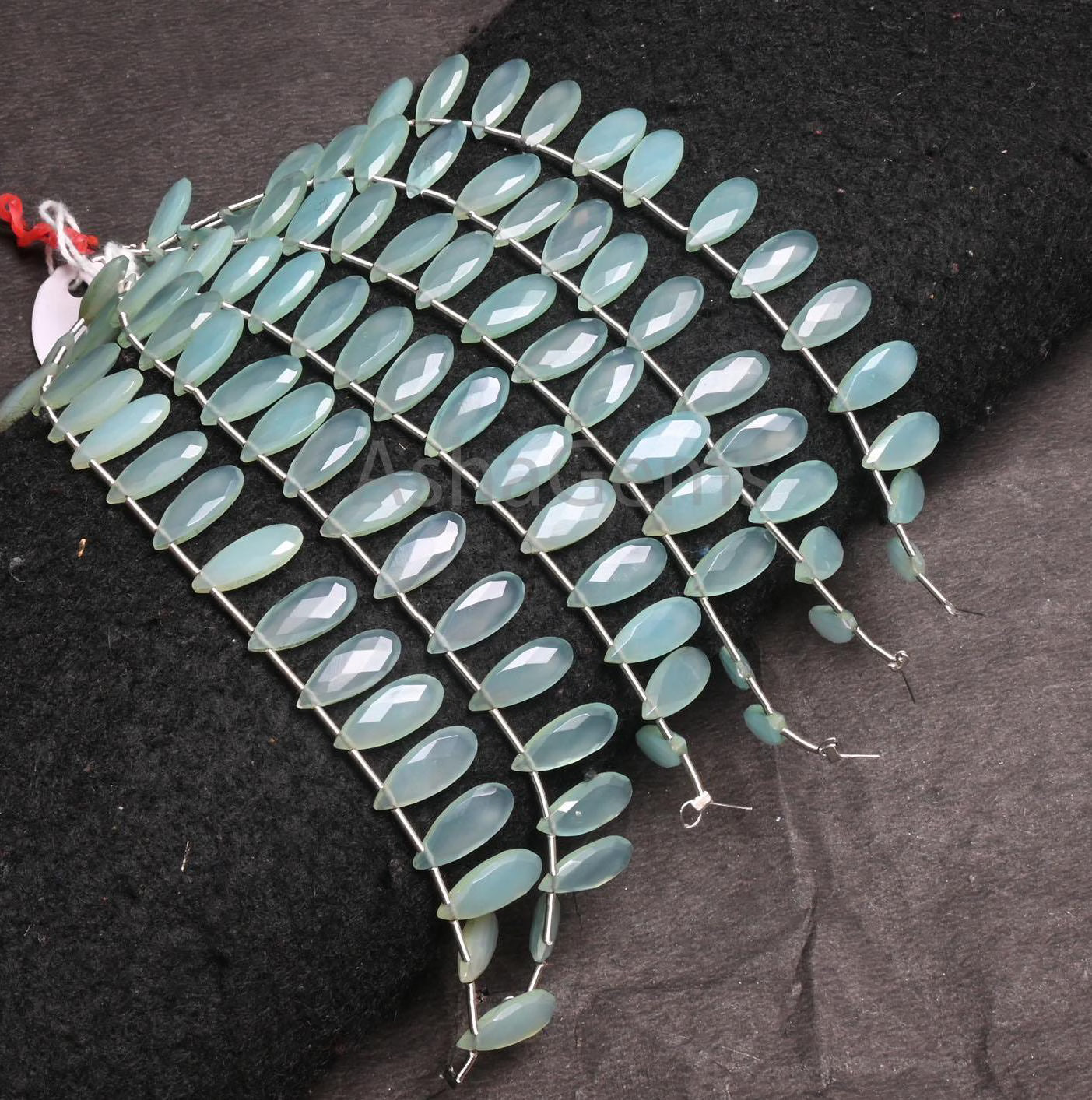 Beautiful Aqua Chalcedony Fancy Long Pears Shape Faceted Bead,6-15mm Fine Aqua Blue Chalcedony Teardrop Briolette Gemstone Bead Jewelry SALE(AG 18777)