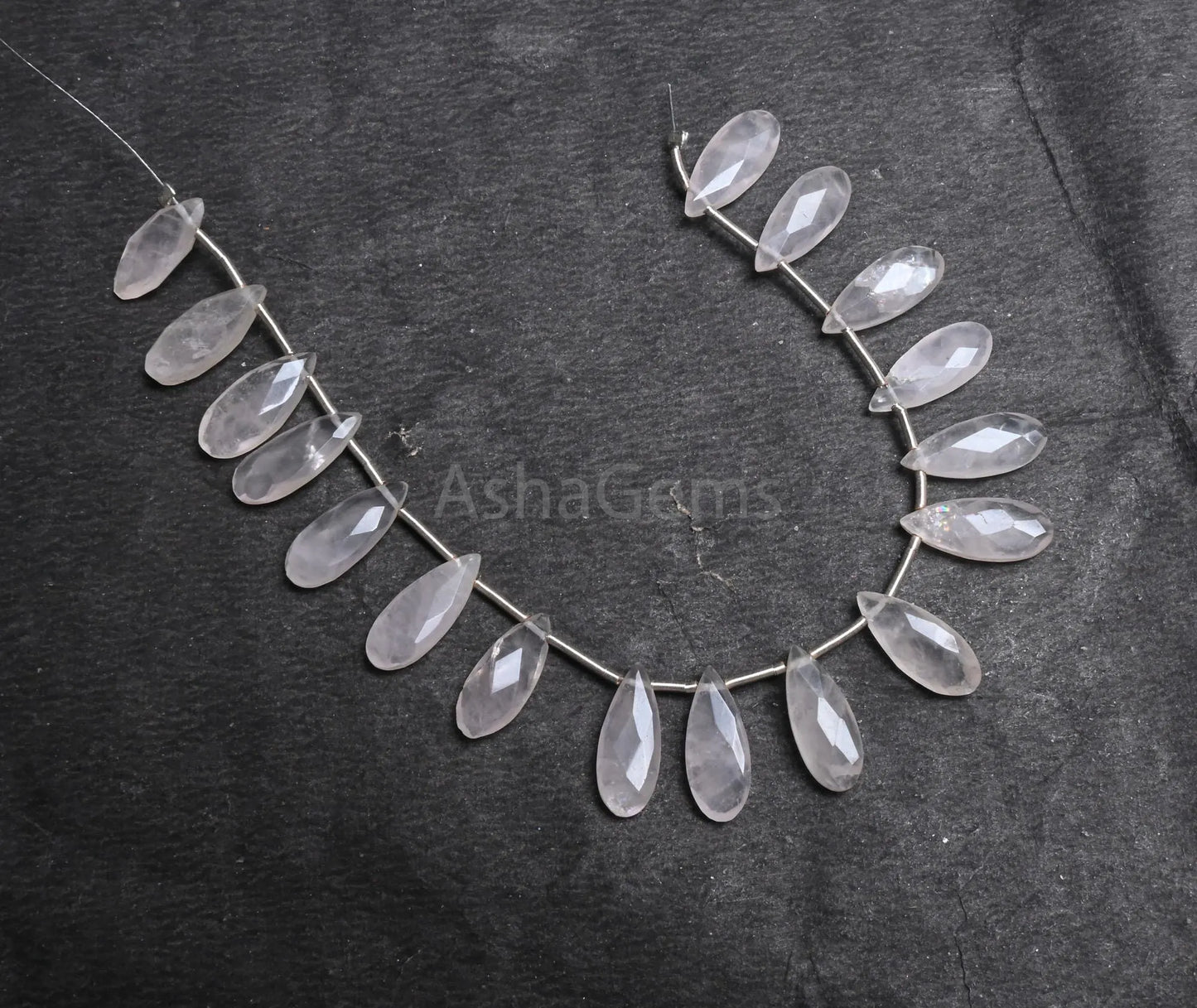 6-15 mm Natural Pink Rose Quartz Fancy Long Pear Faceted Briolette Beads, Rose Pink Quartz Teardrop side Drill Gemstone Beads Jewelry Crafts (AG 18776)