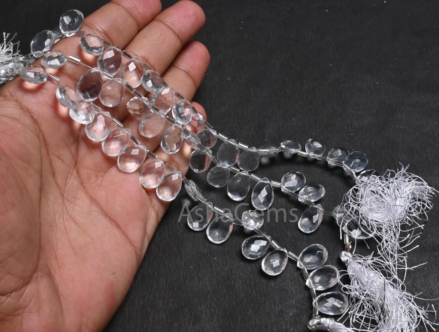 AAA Quality White Quartz Hydro Faceted Pear Shape Beads,9-13.5 mm Clear Quartz Hydro Checker Cut Teardrop Briolette Bead Jewelry making SALE (AG 18766)