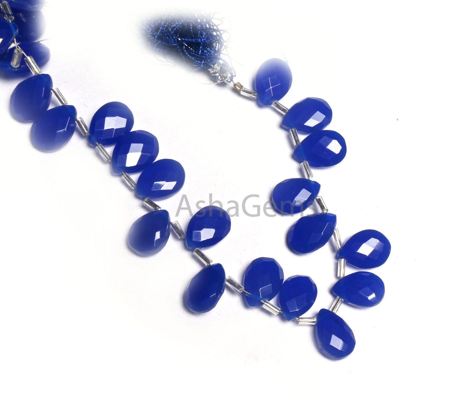 AAA Quality Blue Quartz Hydro Checker Cut Pears Side Drill Beads,7.5" Royal Blue Hydro Faceted Teardrop Briolette Bead Jewelry Making Craft (AG 18765)