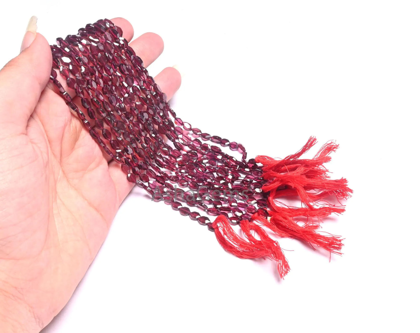 Red Garnet Fancy 6 Corner Shape Faceted Beads,13"Natural Garnet Flat Fancy Long Oval Hexagon Shape Gemstone Fine Garnet T Drill Bead Jewelry(AG 18717)