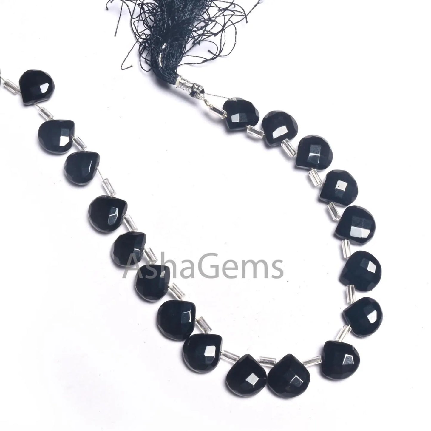 AAA Quality Black Onyx Hydro Faceted Heart Beads,8" Coal Black Hydro Checker Cut Heart Briolette Side Drill Beads Jewelry making Craft SALE(AG 18728)