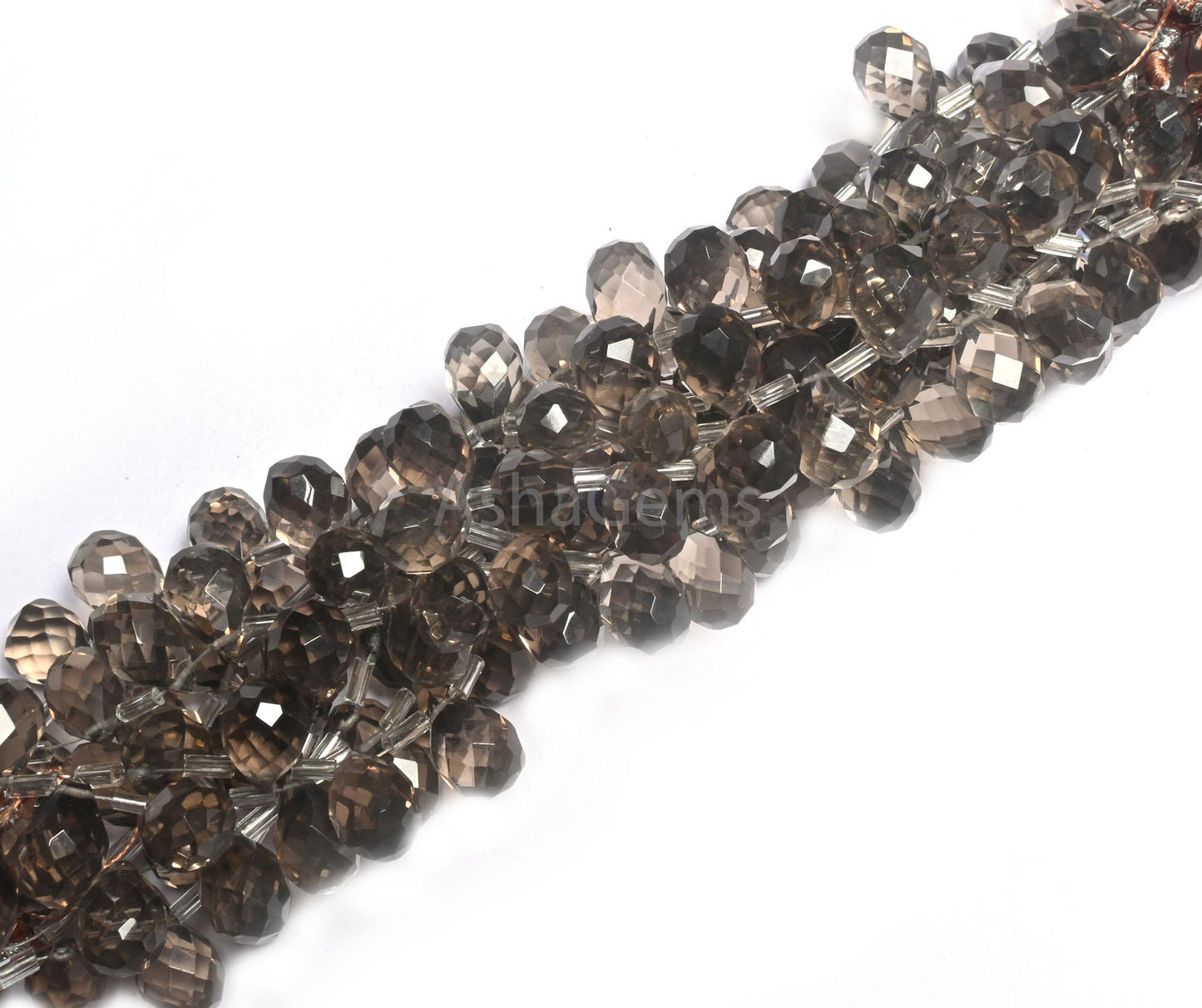 AAA Quality Smoky Quartz Color Hydro Faceted Drops Beads, Light Grey Hydro Teardrop Briolette Indian Machine Cut Brown Quartz Beads Jewelry(AG 18729 )