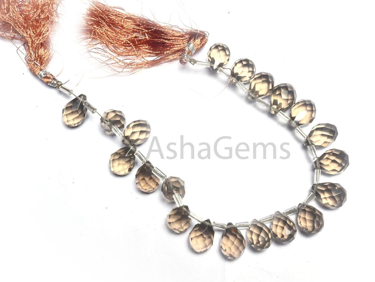 AAA Quality Smoky Quartz Color Hydro Faceted Drops Beads, Light Grey Hydro Teardrop Briolette Indian Machine Cut Brown Quartz Beads Jewelry(AG 18729 )