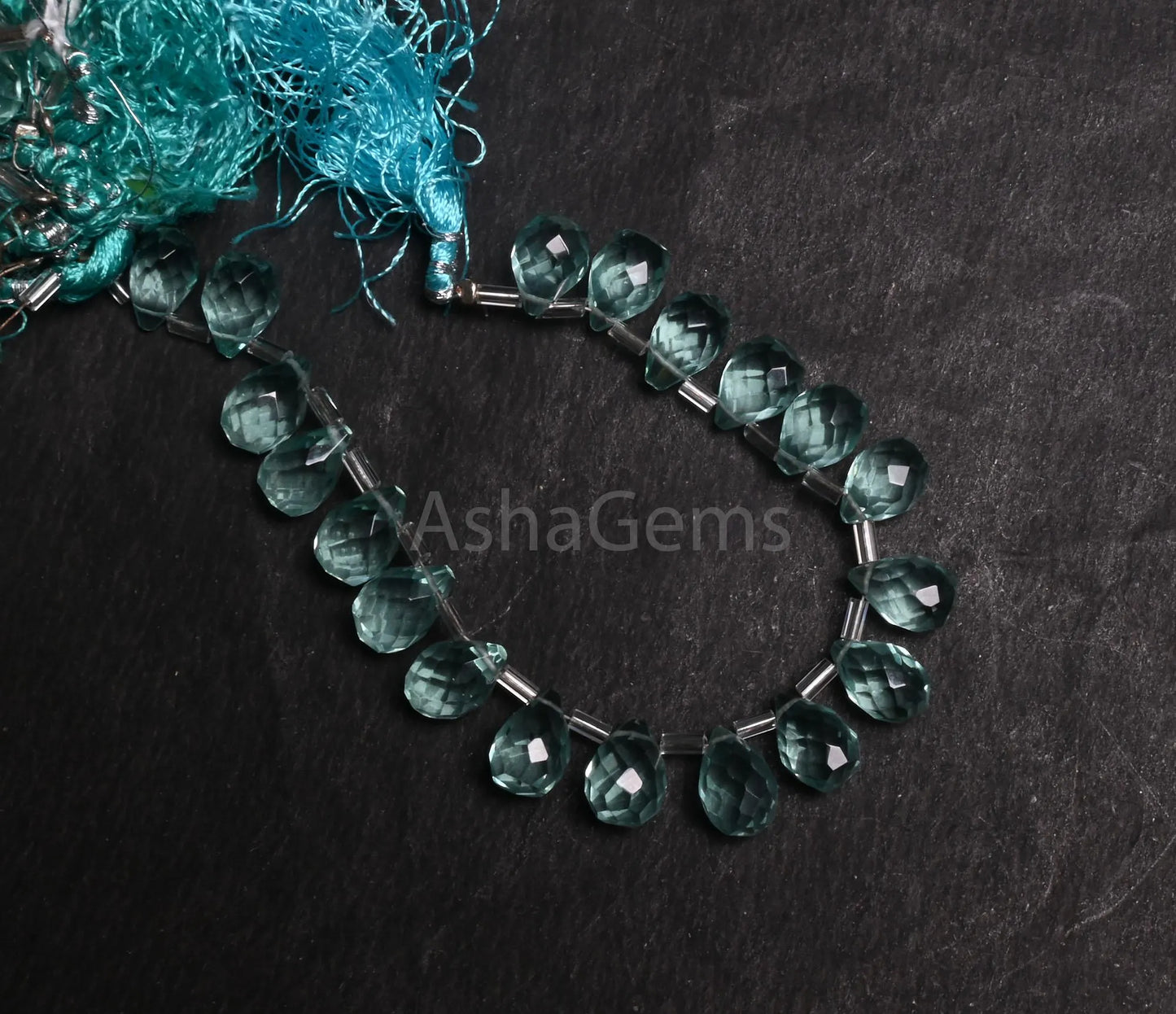 AAA Quality Green amethyst Color Hydro Faceted Drops Beads, Sea Green Hydro Side Drill Teardrop Briolette Indian Machine Cut Beads Jewelry(AG 18734)
