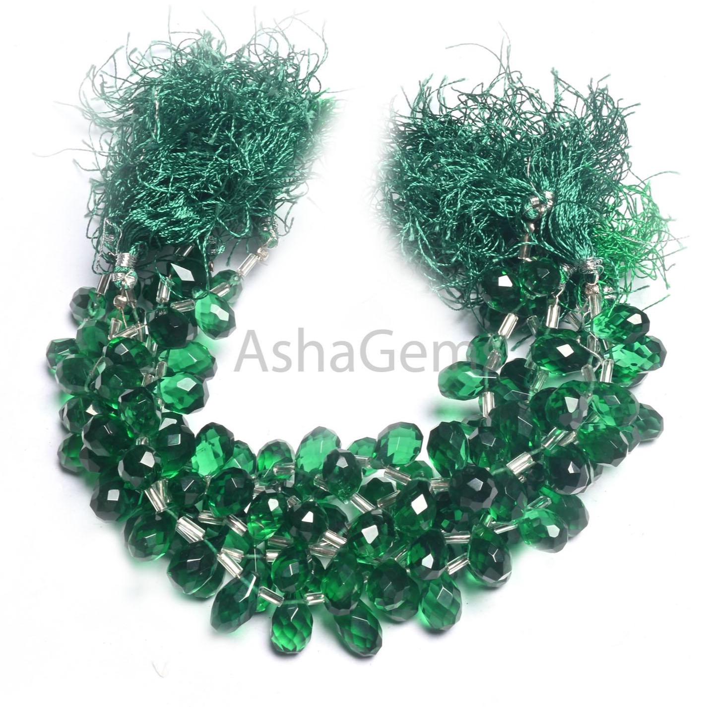 AAA Chrome Green Hydro Fancy Drops Faceted Beads,7-12 mm Tree Green Translucent Hydro Teardrop Briolette Machine Cut Side Drill Bead Jewelry (AG 18741)