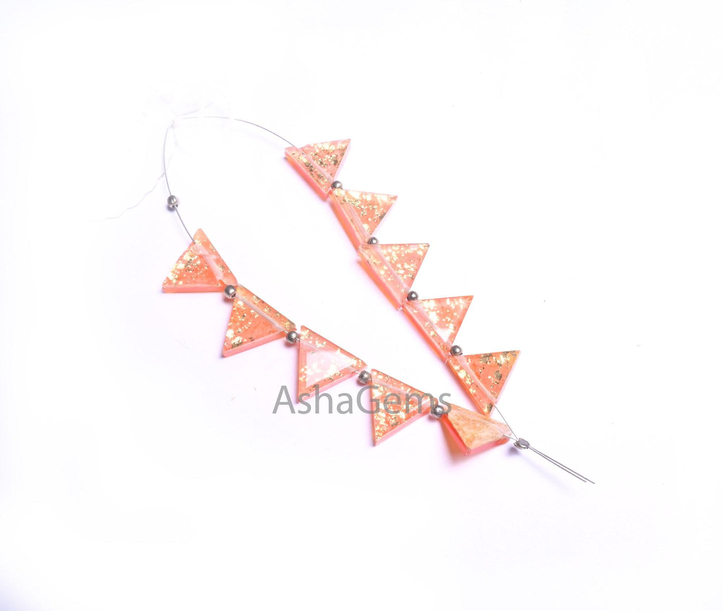 Beautiful Quartz carnelian Gold Foil Doublet Triangle Shape Faceted Beads, Doublet fancy Trillion Flat Table Cut Gemstone Beads Jewelry SALE(AG 18706 )