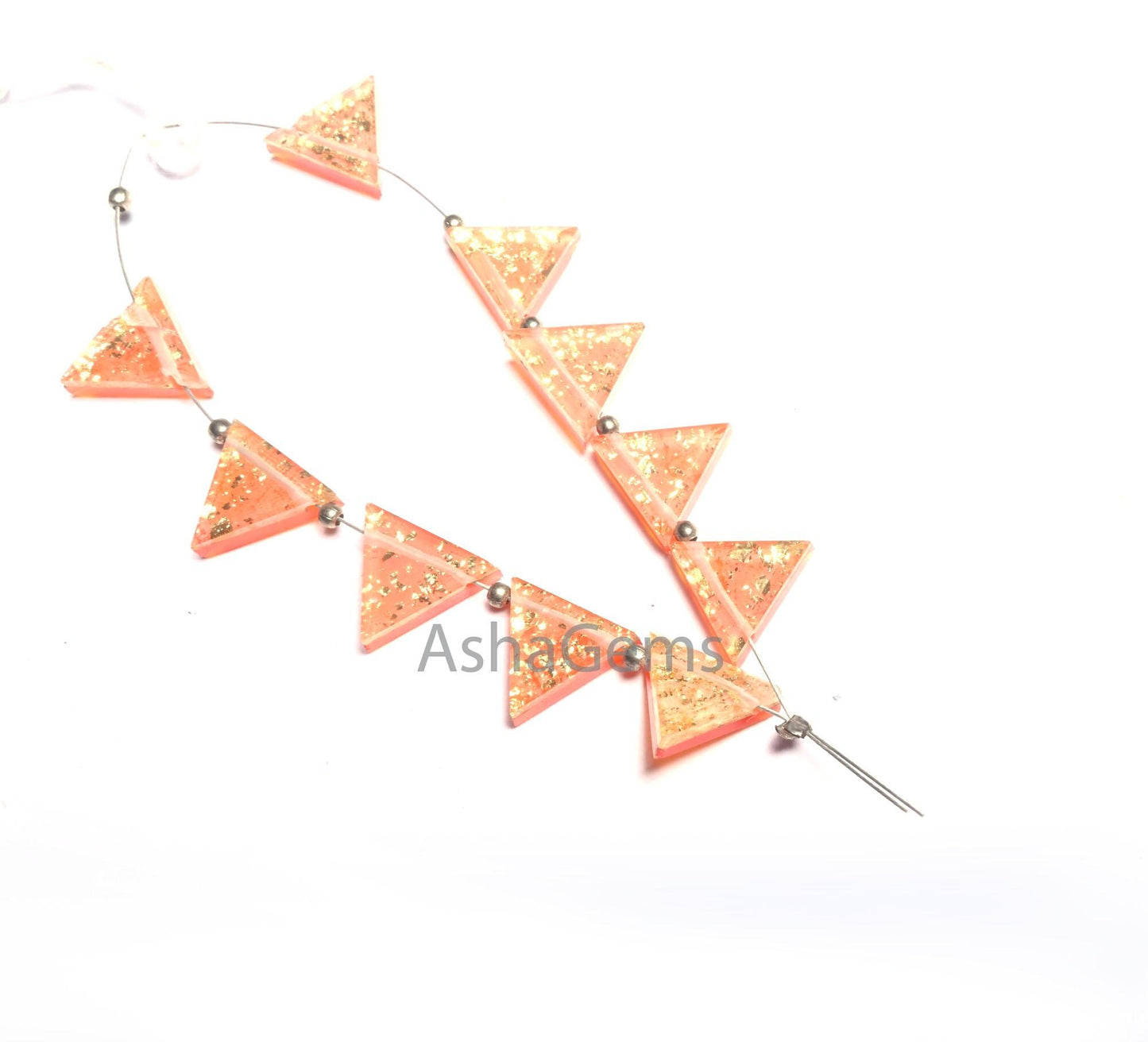 Beautiful Quartz carnelian Gold Foil Doublet Triangle Shape Faceted Beads, Doublet fancy Trillion Flat Table Cut Gemstone Beads Jewelry SALE(AG 18706 )