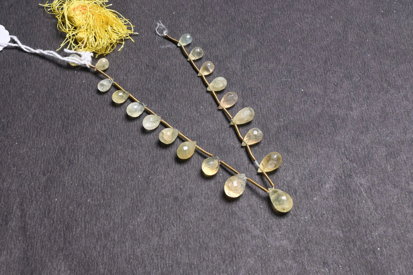 Natural Prehnite Faceted Drop Shape Gemstone Loose Beads, Light Green Prehnite Teardrop Briolette side drill beads Jewelry making Craft SALE AG 18698)
