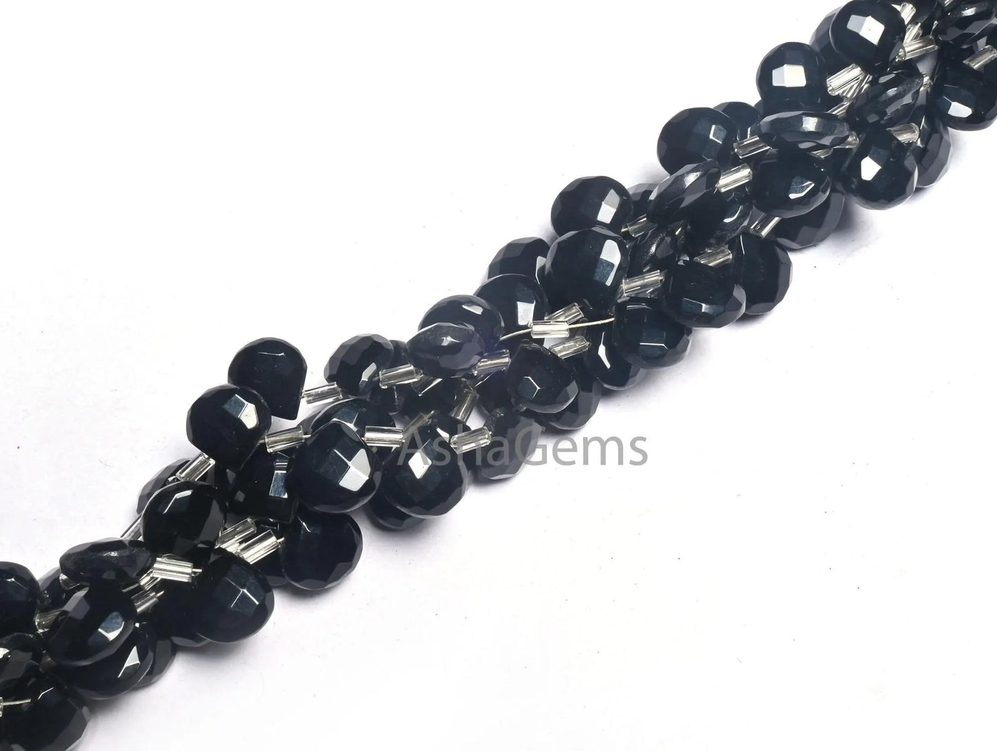 AAA Quality Black Onyx Hydro Faceted Heart Beads,8" Coal Black Hydro Checker Cut Heart Briolette Side Drill Beads Jewelry making Craft SALE(AG 18728)